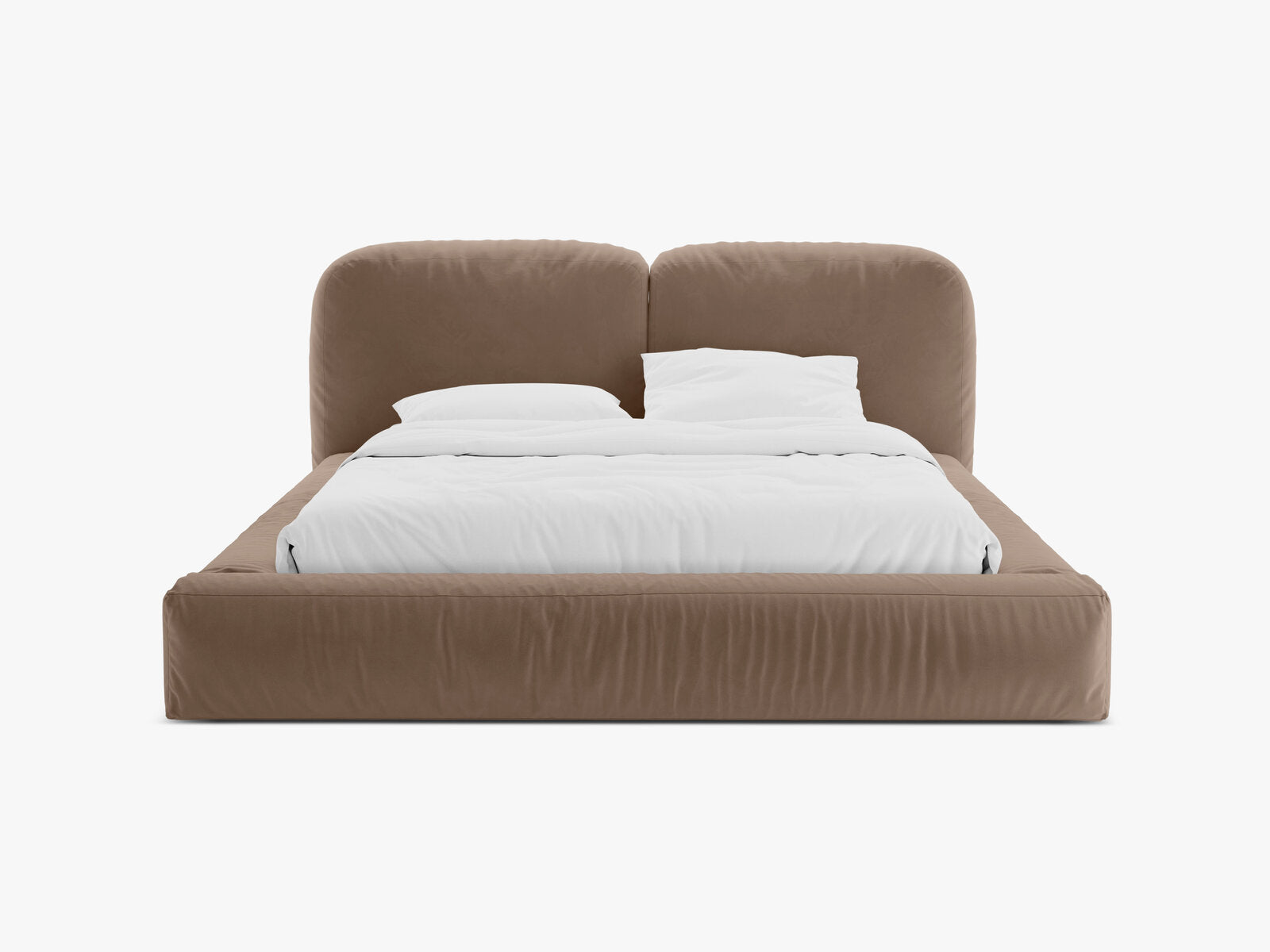 Micadoni Stauraumbett mit Kopfteil Martina Samt Vogue Dunkelbeige 200x200