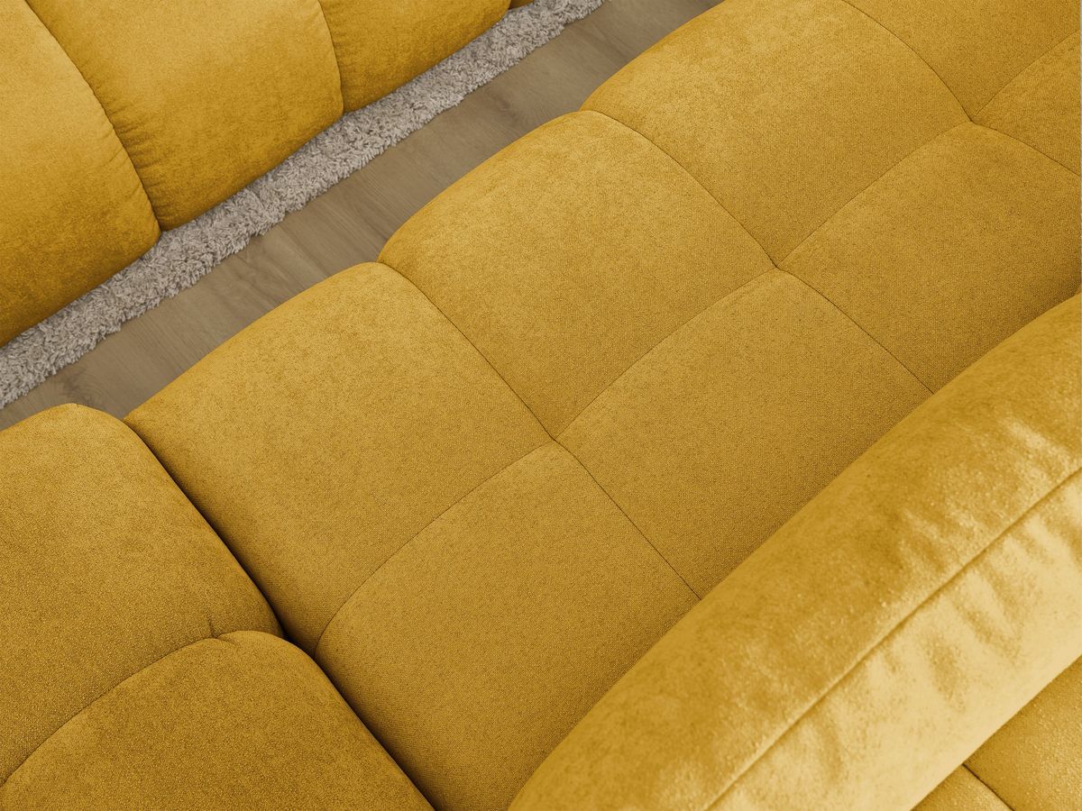 Bobochic Everest Ecksofa mit Schlaffunktion und Bettkasten und Pouf 318 × 180 cm, 3 Kissen Strukturstoff Gelb Ecke links