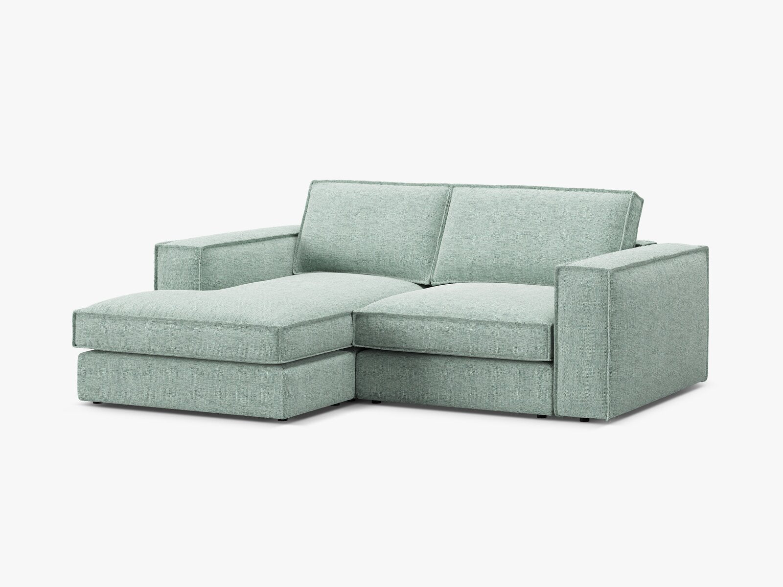 Micadoni modulares Ecksofa Pola 2-Sitzer kleine Version Links Strukturierter Stoff Babel Minze