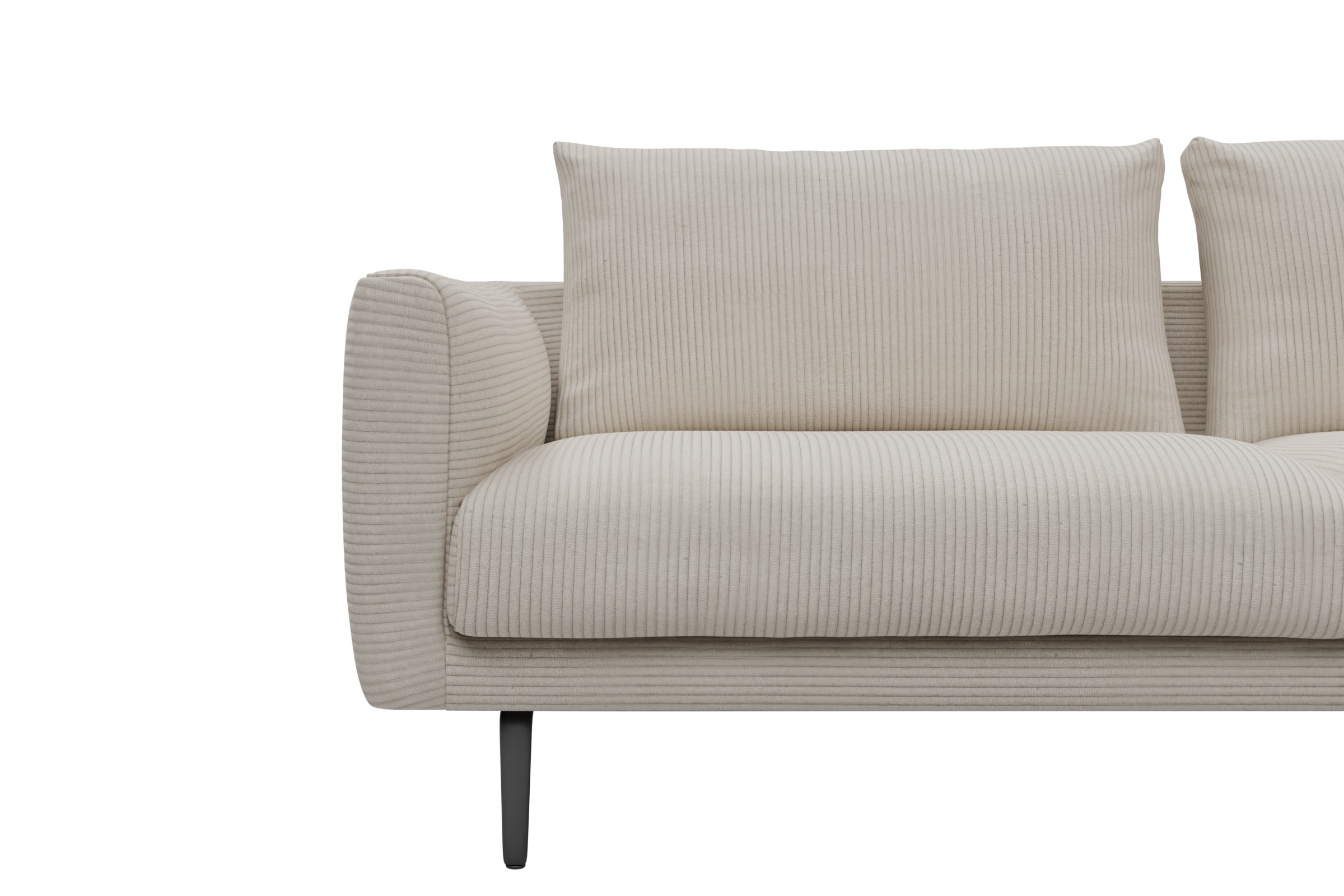 Ecksofa Karl Chaiselongue rechts mit 2,5-Sitzer Corduroy-Ivory