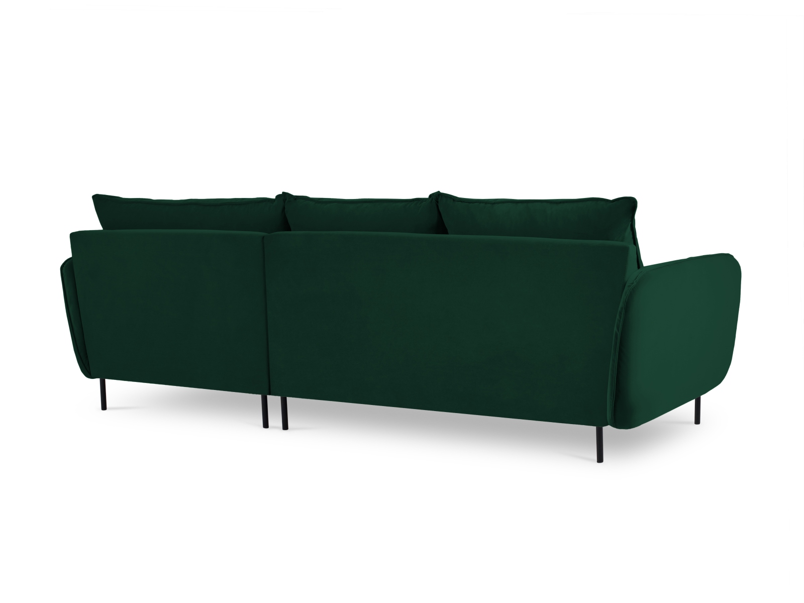 Cosmopolitan Design Ecksofa Vienna 5-Sitzer Samt Bluvel Flaschengrün Rechts Beine Schwarzes Metall