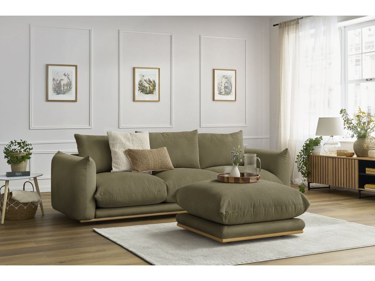 Bobochic Ernest Sofa 4-Sitzer mit Pouf Stoff Grün