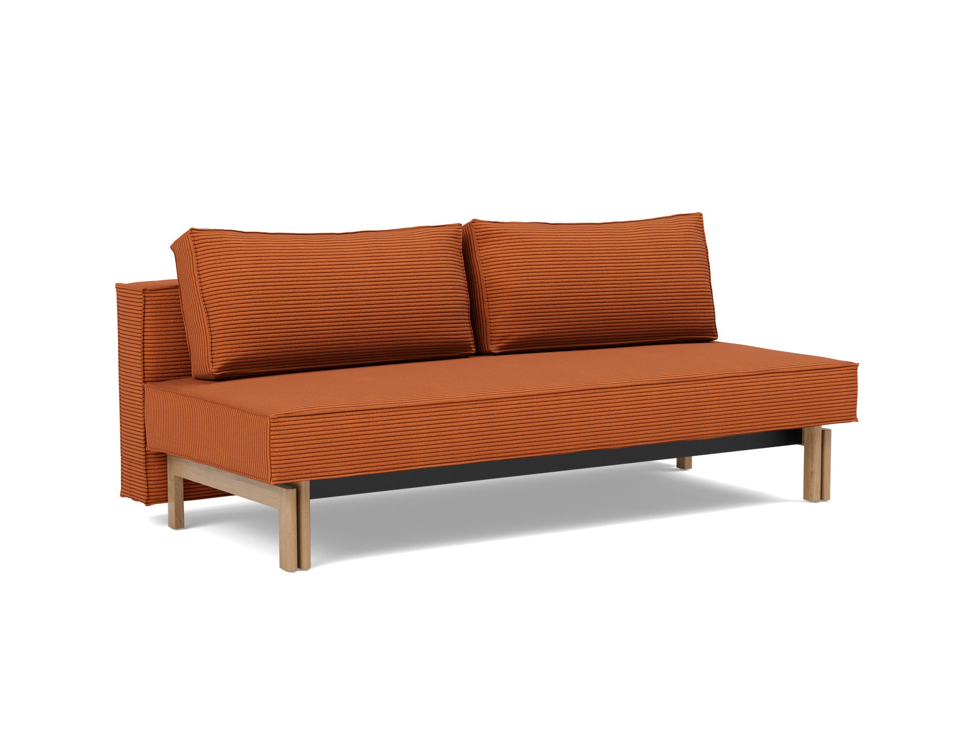 Schlafsofa Sly Kord Corduroy 595-Burnt-Orange Beine Eiche