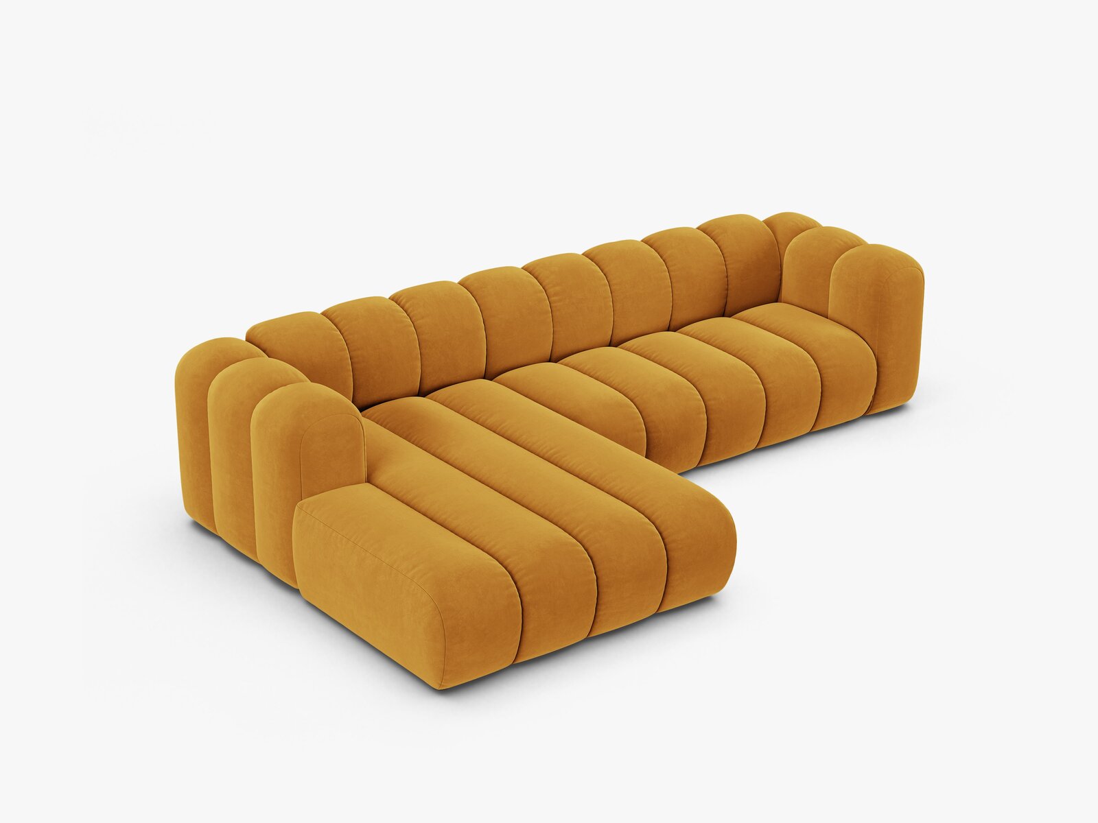 Micadoni Modulares Ecksofa Lupine 4-Sitzer Links Samt Venus Gelb