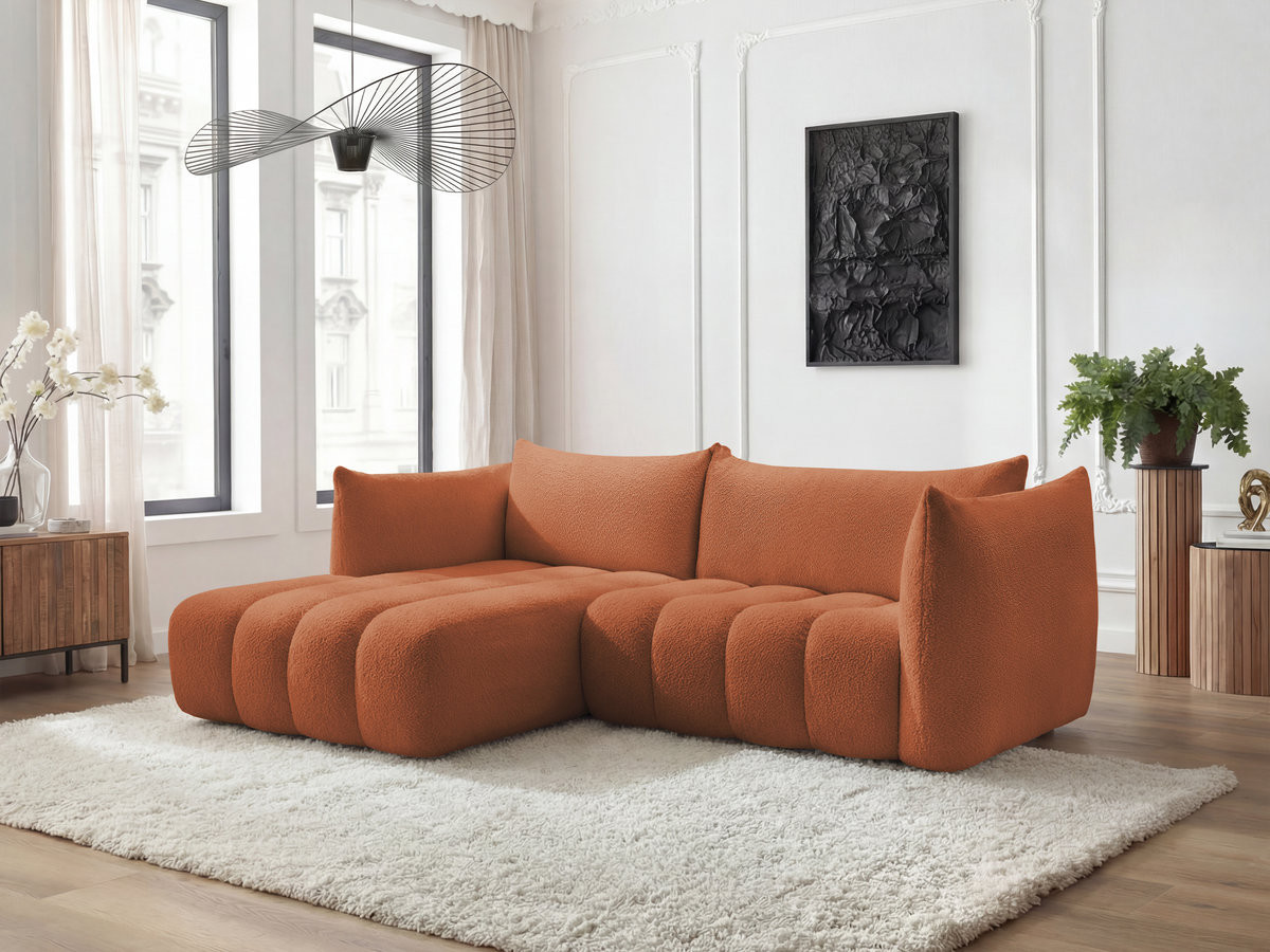 Bobochic Azra Ecksofa 262 × 178 cm Bouclé-Stoff Orange Ecke links