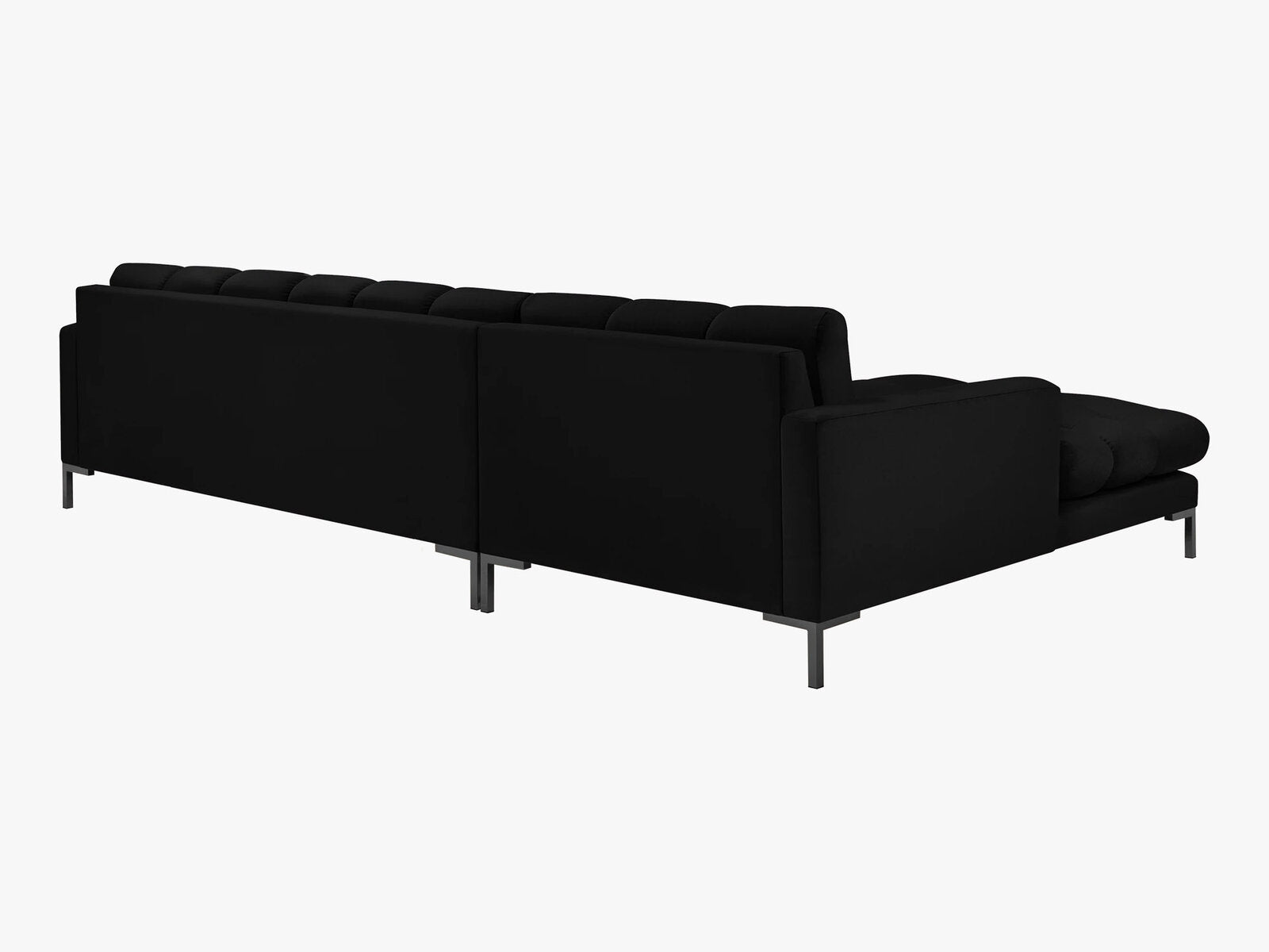 Micadoni Ecksofa Mamaia 5-Sitzer Links Samt Bluvel Schwarz schwarze Beine