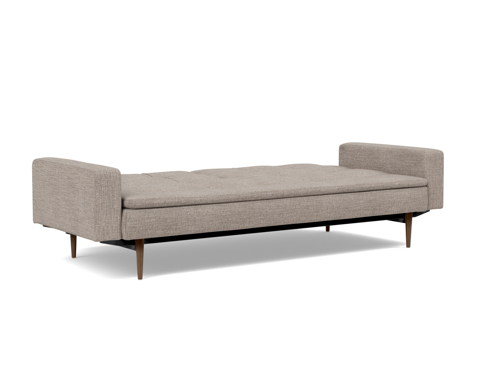 Schlafsofa Dublexo mit Armlehnen Chenille Yuveno 472-Warm-Grey Beine Styletto Eiche dunkel