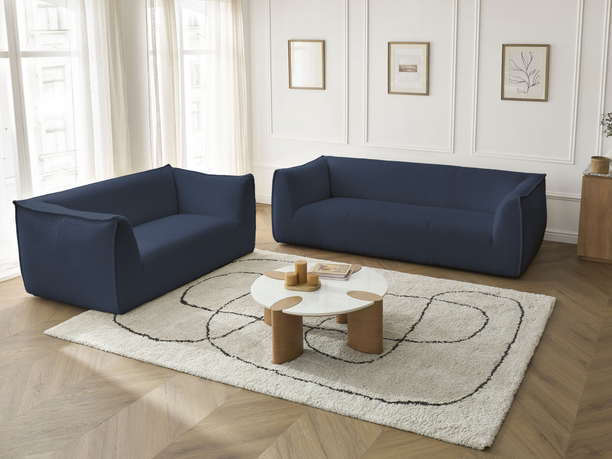 Bobochic Giorgia Sofa 5-Sitzer 412 × 100 cm Bouclé-Stoff Dunkelblau