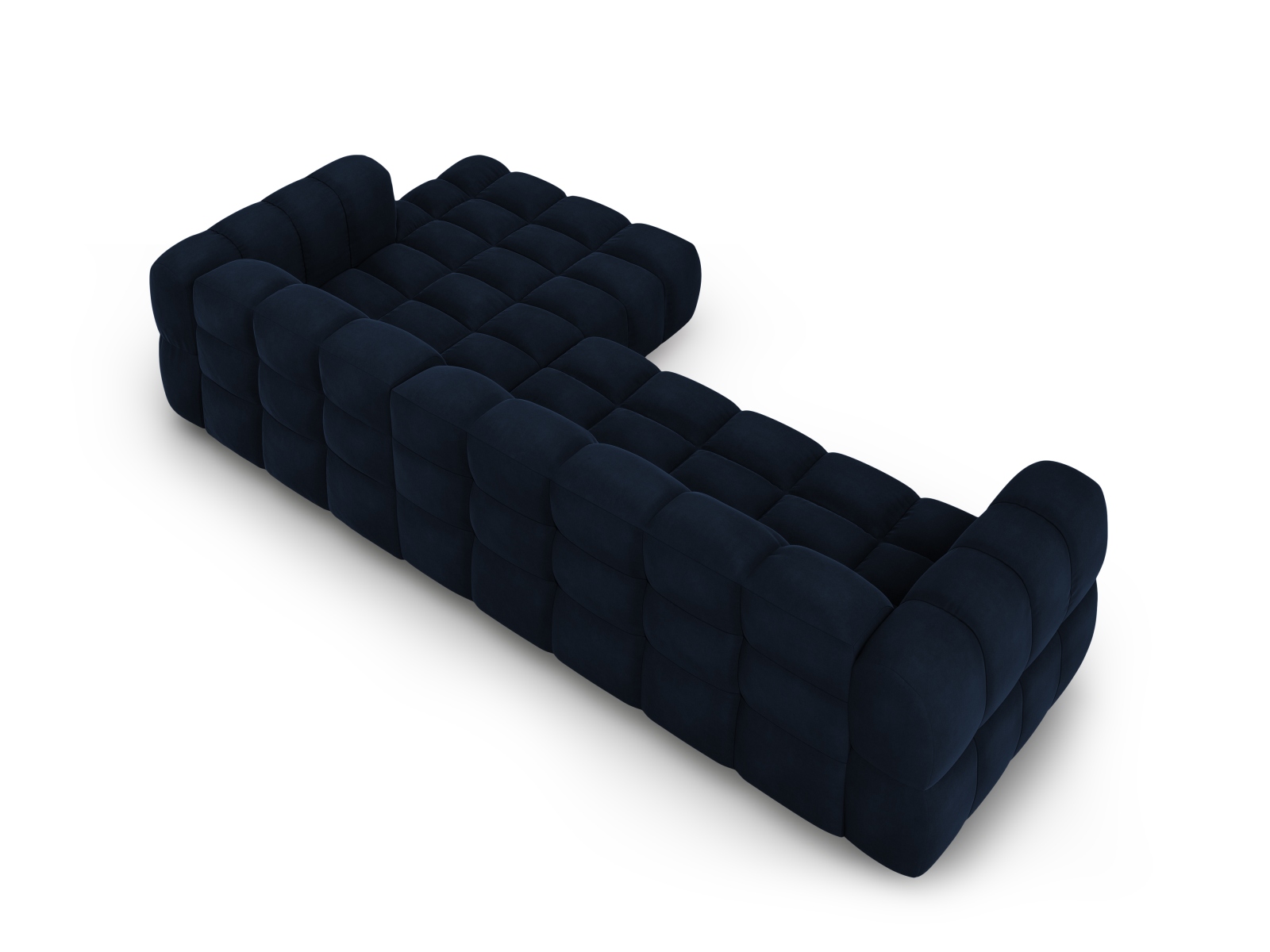 Cosmopolitan Design Ecksofa Sky 4-Sitzer große Version Samt Casino Königsblau Rechts