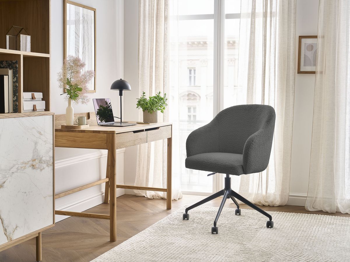 Bobochic Sophie Bürostuhl Bouclé-Stoff Dunkelgrau