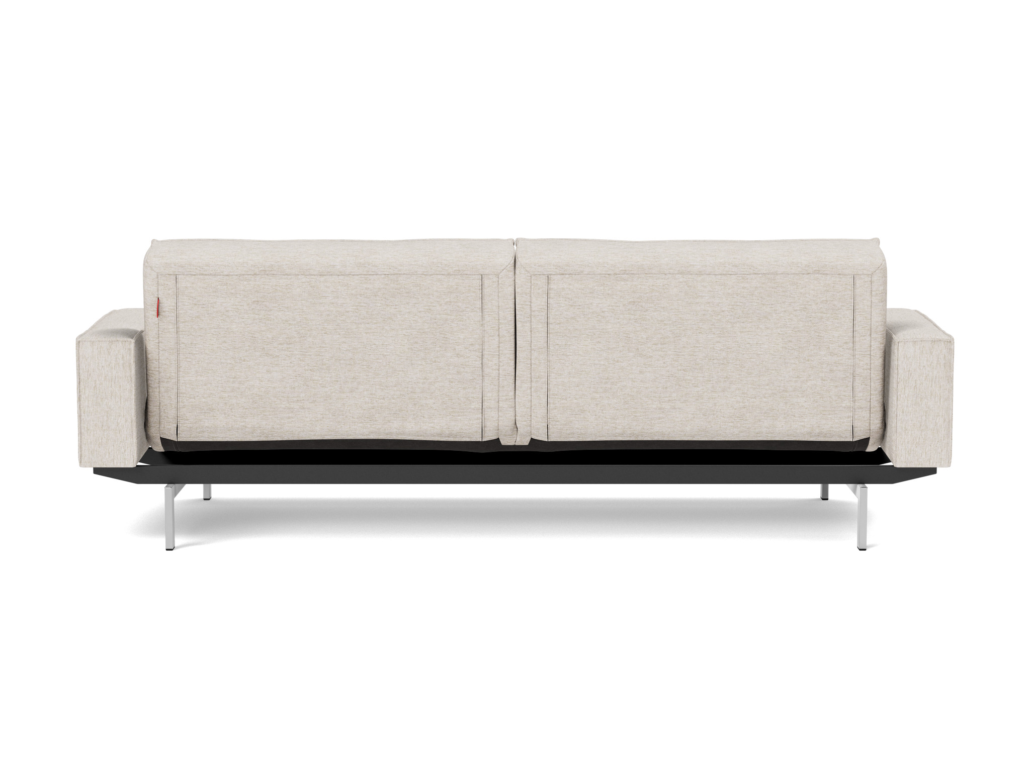 Schlafsofa Splitback mit Armlehnen Chenille Yuveno 470-Natural Beine Chrom