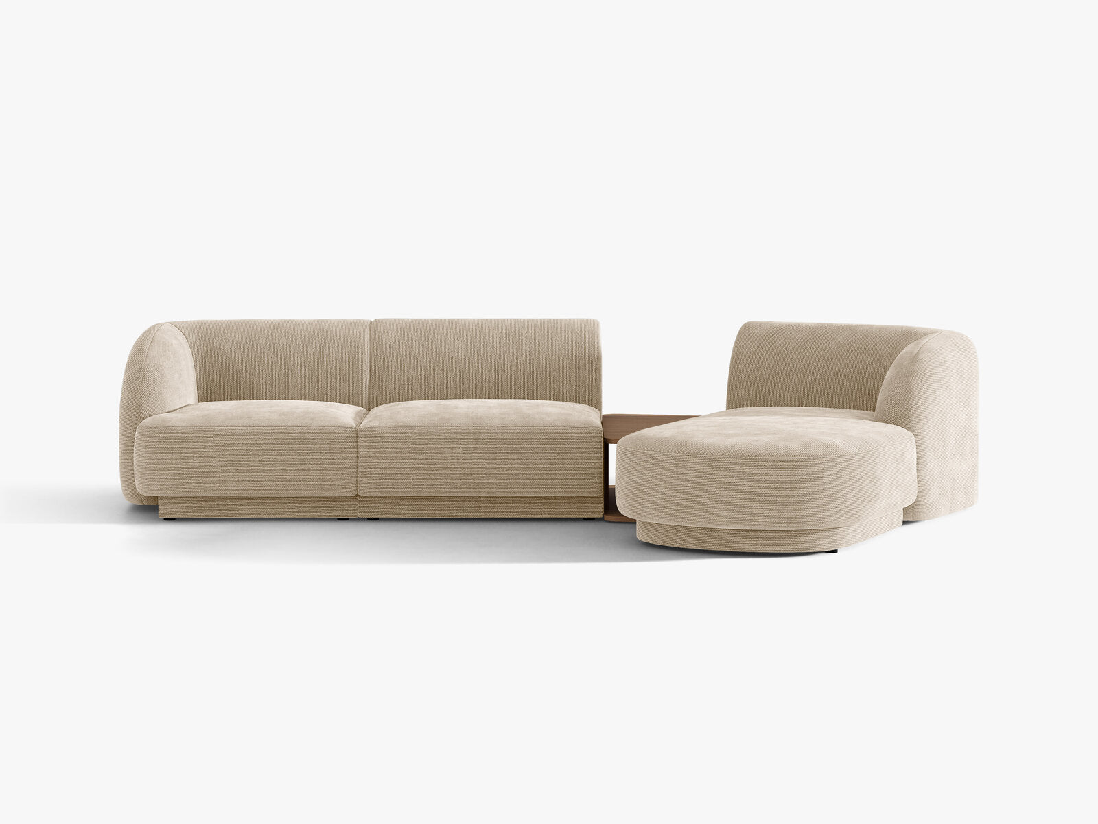 Micadoni Modulares Sofa Miley mit Recamiere 3-Sitzer Rechts Chenille Eden Beige