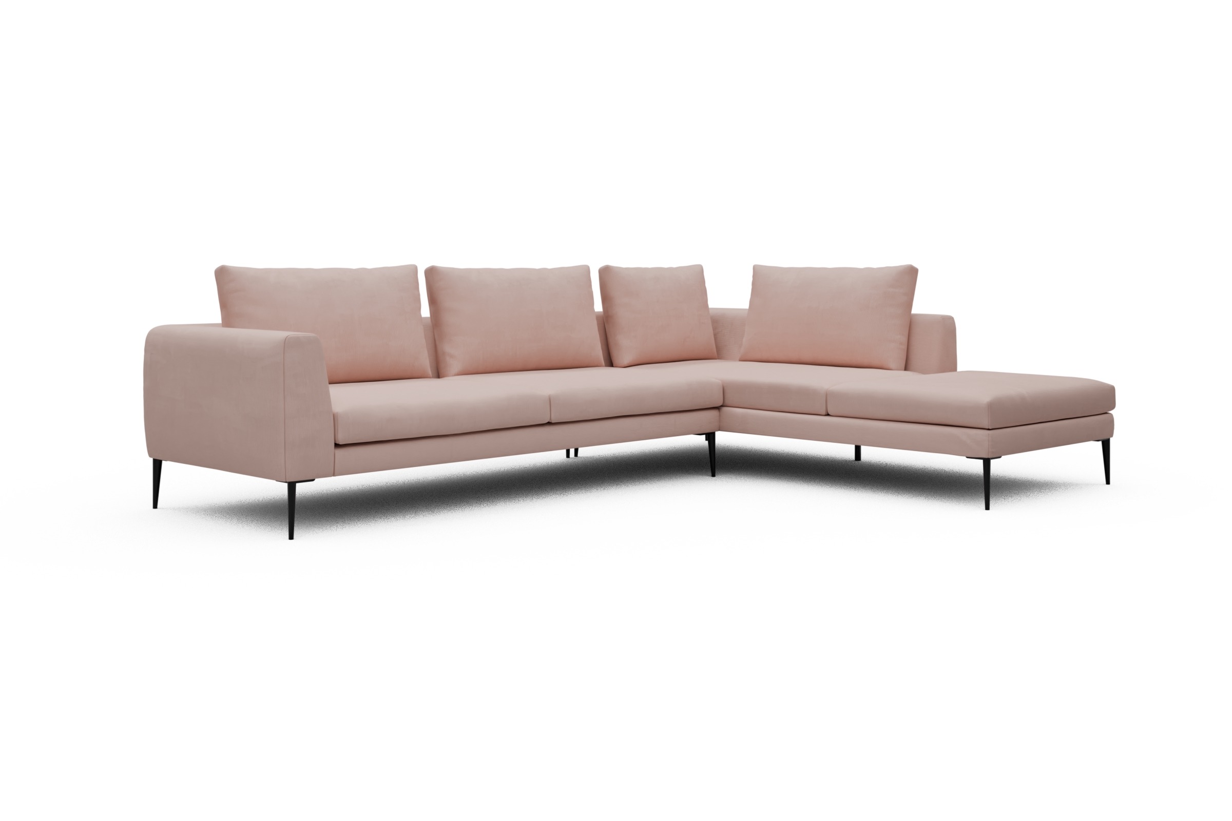 Ecksofa Paul Relax-Ecke links mit 3-Sitzer Cordufine-Blush