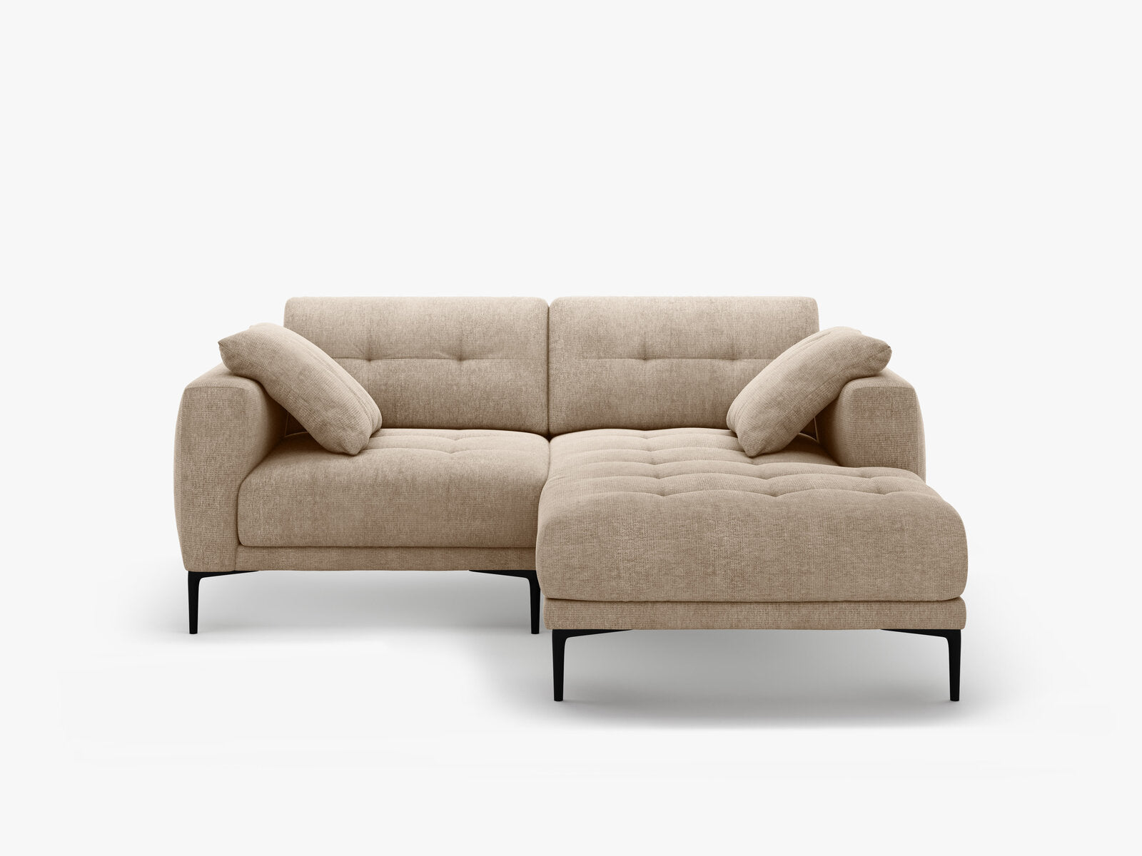 Micadoni Ecksofa Bemy 2-Sitzer Rechts Strukturierter Stoff Sand