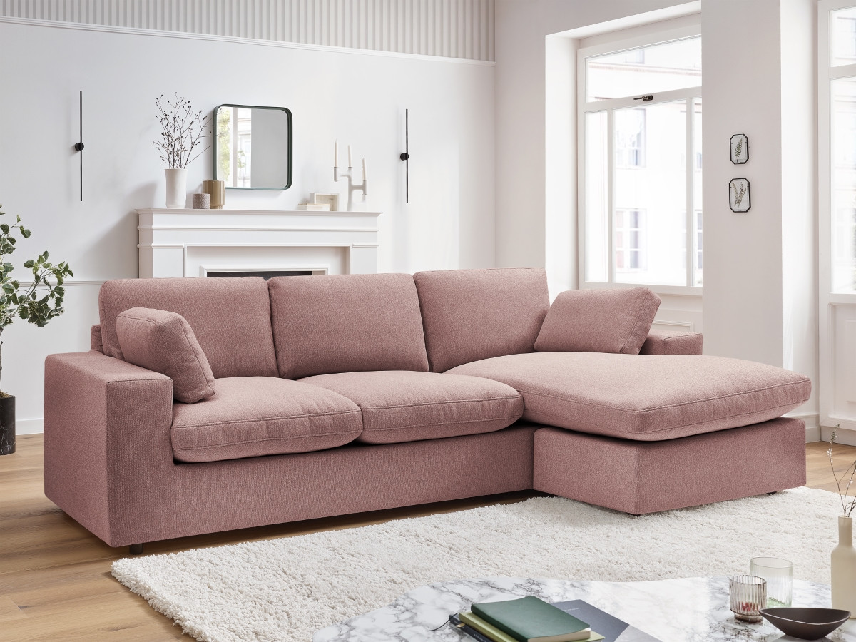 Bobochic Belair Ecksofa 220 × 139 cm Stoff Rosa