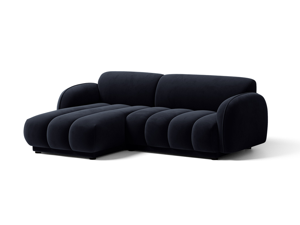 Cosmopolitan Design Ecksofa Bilbao 3-Sitzer kleine Version Samt Casino Königsblau Links