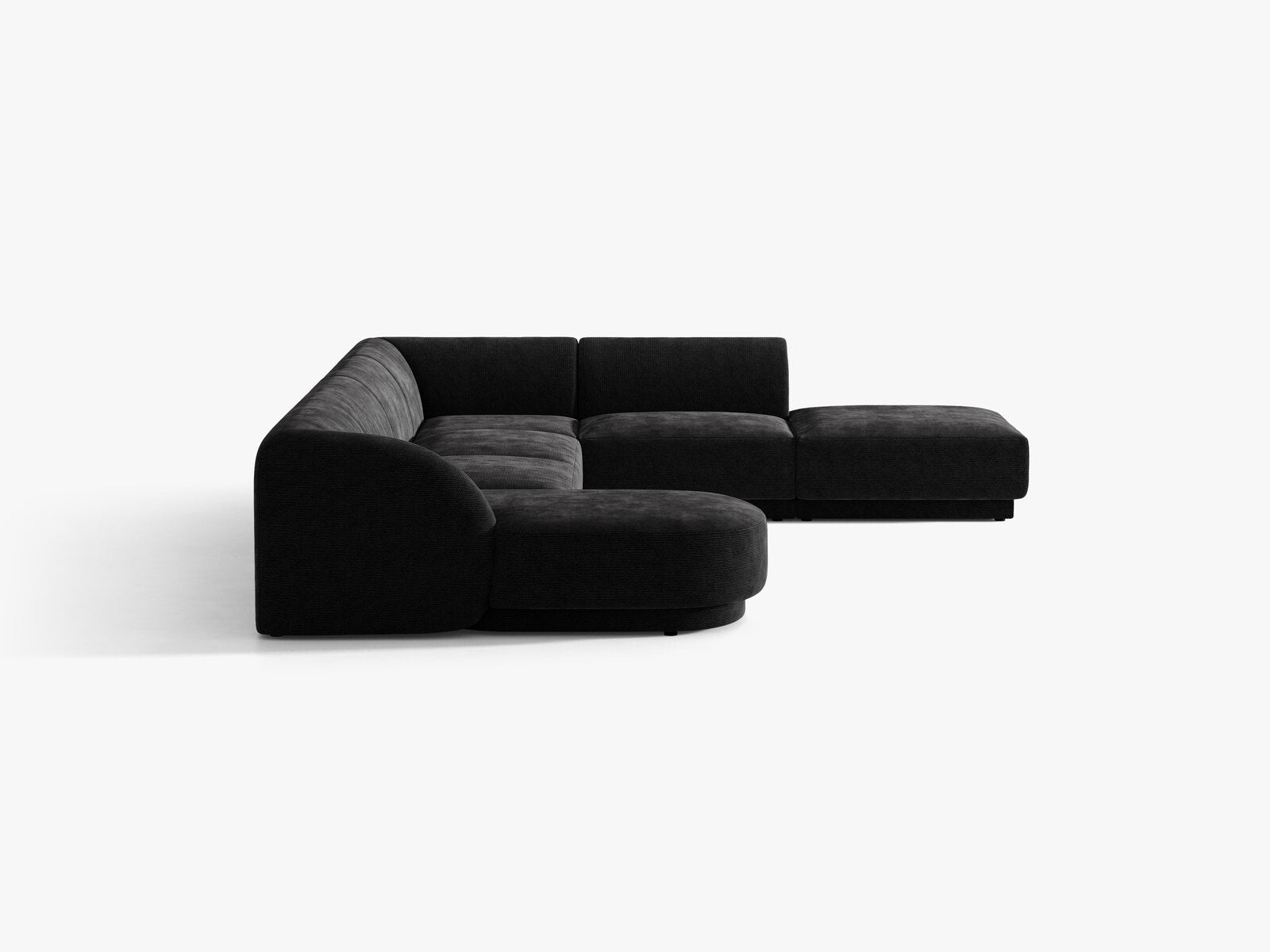 Micadoni Panorama-Ecksofa Miley 6-Sitzer Rechts Chenille Haga Schwarz