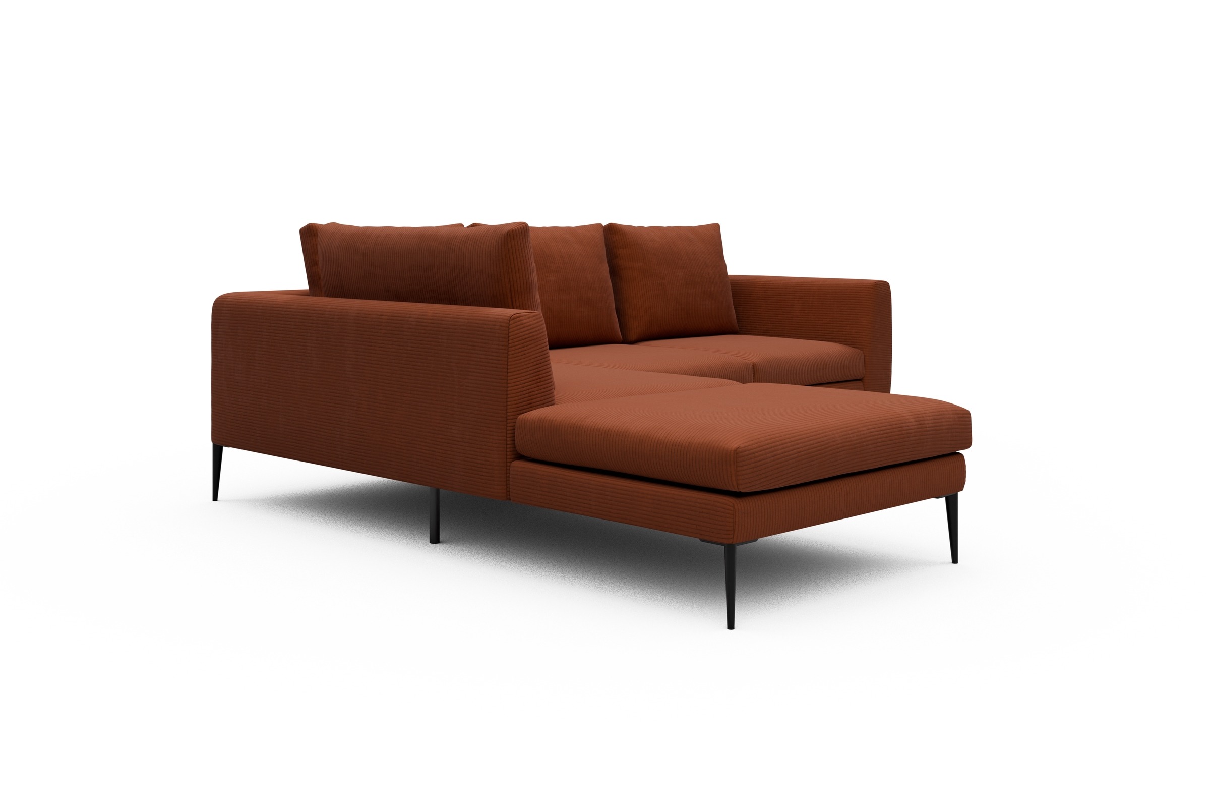 Ecksofa Paul Relax-Ecke links mit 2-Sitzer Corduroy-Burnt-Orange