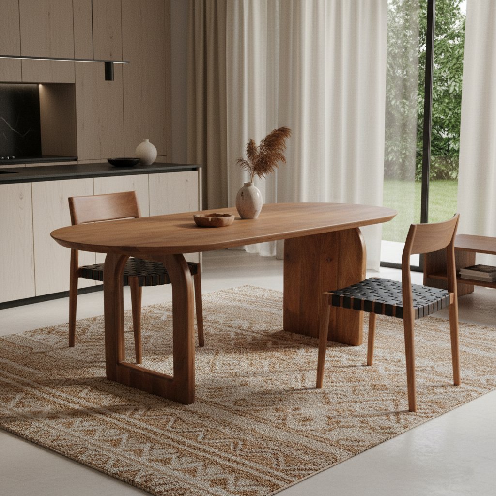 Raw Materials Bullnose Esstisch braun 180 gemischtes Untergestell