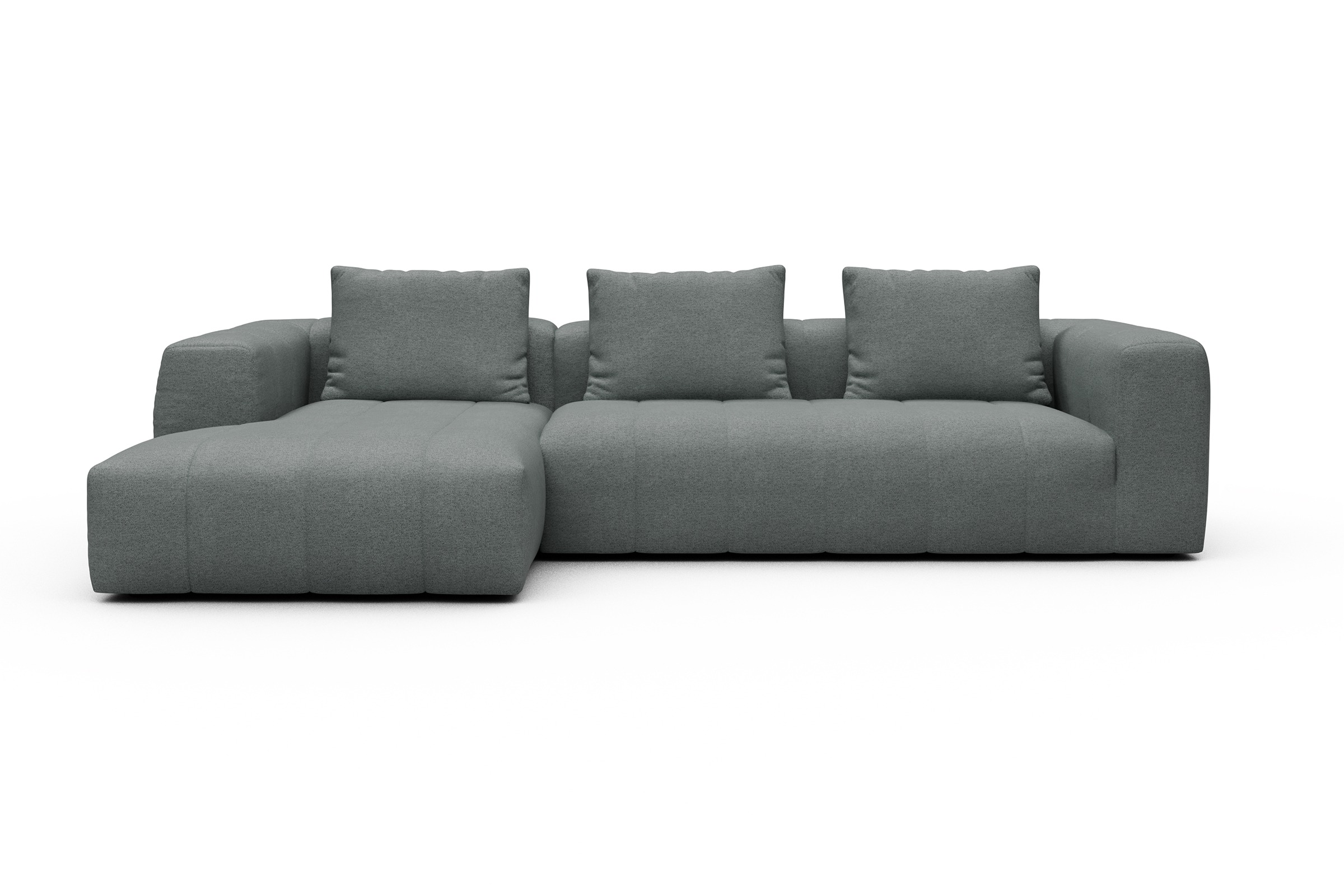 Ecksofa Hugo 2,5-Sitzer Armlehne rechts mit Chaiselongue Denari-Soft-Grey