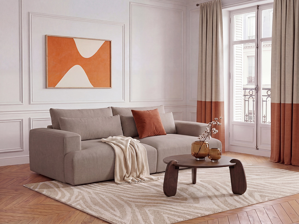 Bobochic Twiny Sofa 3-Sitzer Stoff Taupe