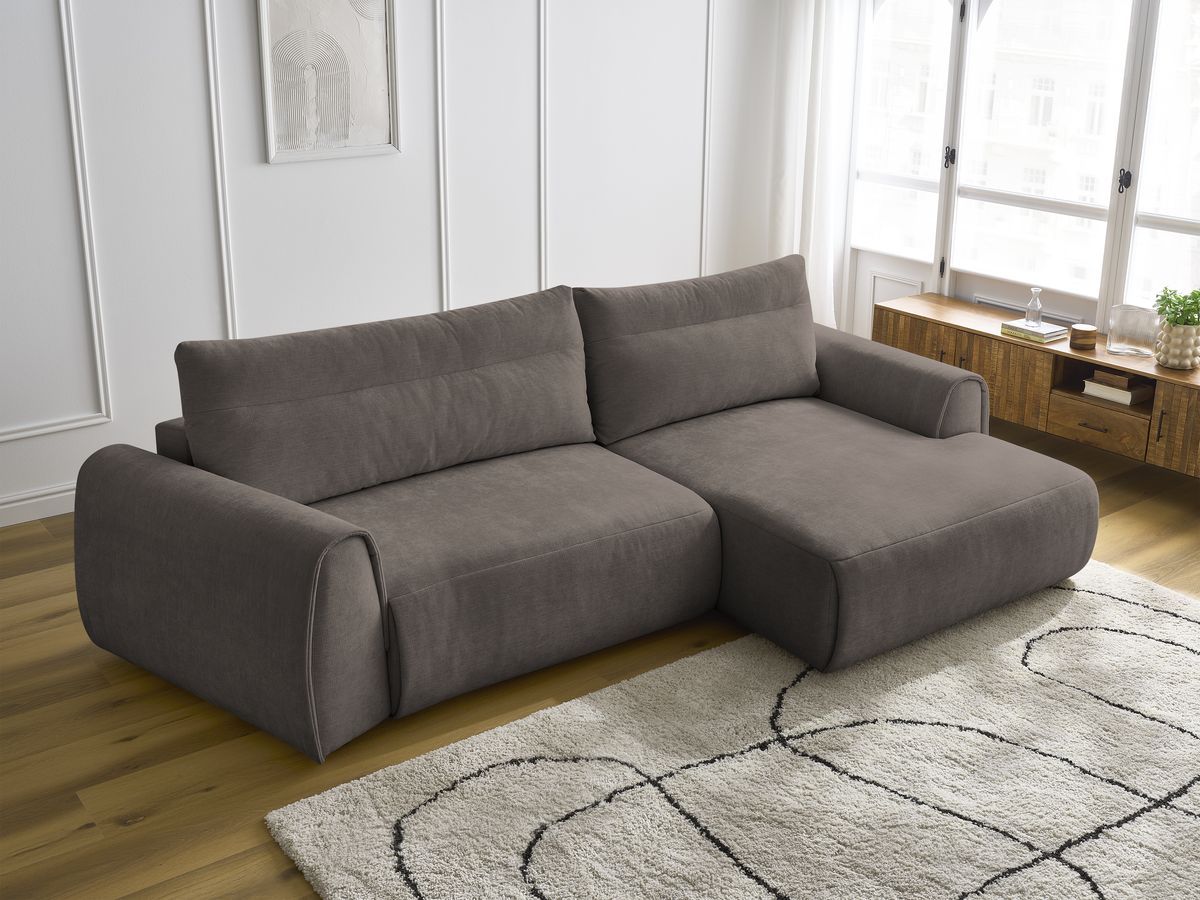 Bobochic Aden Ecksofa 293 × 152 cm Stoff Taupe Ecke rechts