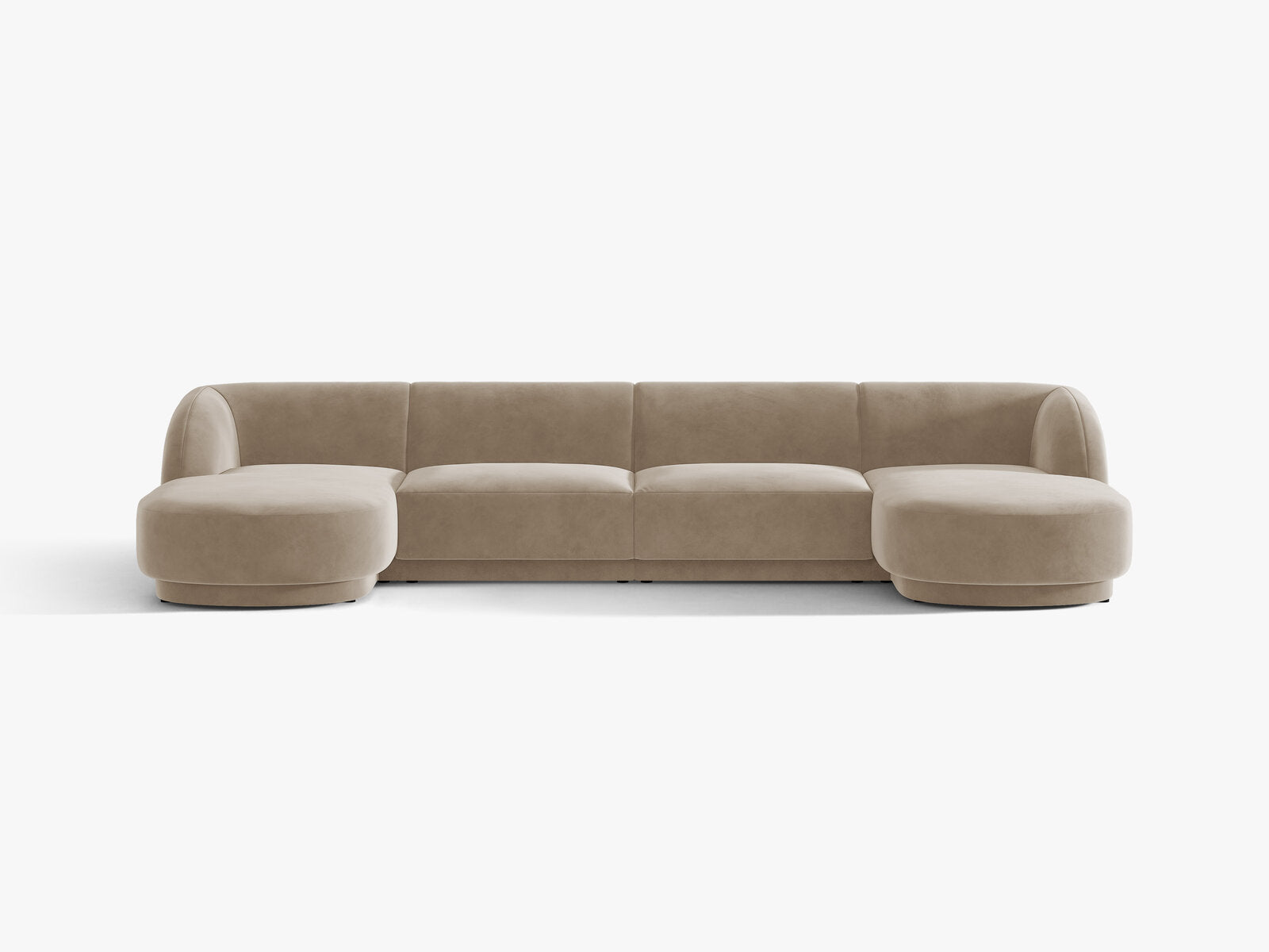 Micadoni Panorama-Sofa Miley 5-Sitzer Samt Bluvel Cappuccino