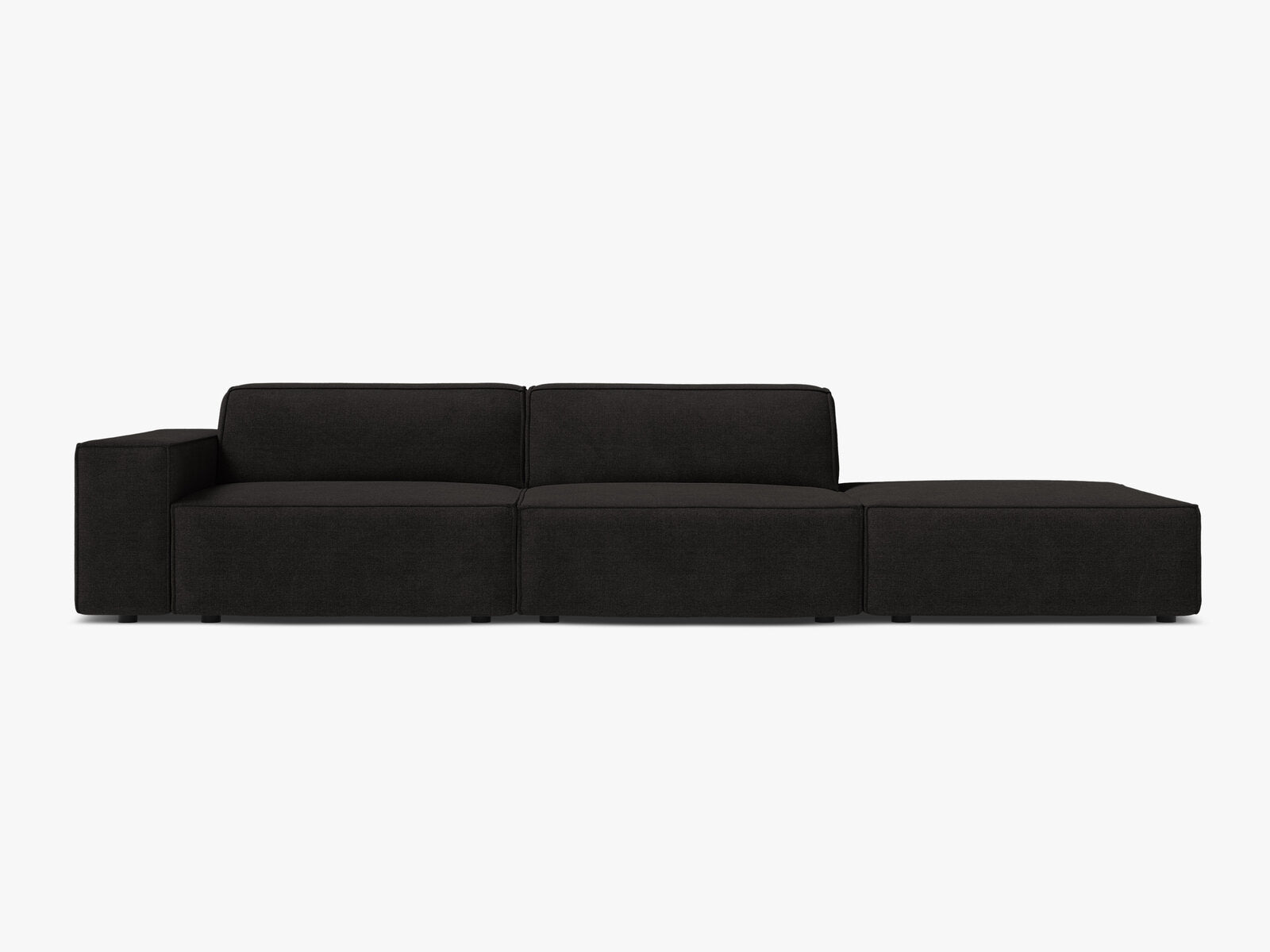 Micadoni Sofa Jodie 3-Sitzer Rechts Strukturierter Stoff Liberty Schwarz
