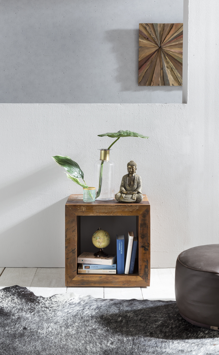 Beistelltisch Hjarno Mango Massivholz Braun 45 × 35 × 45 cm