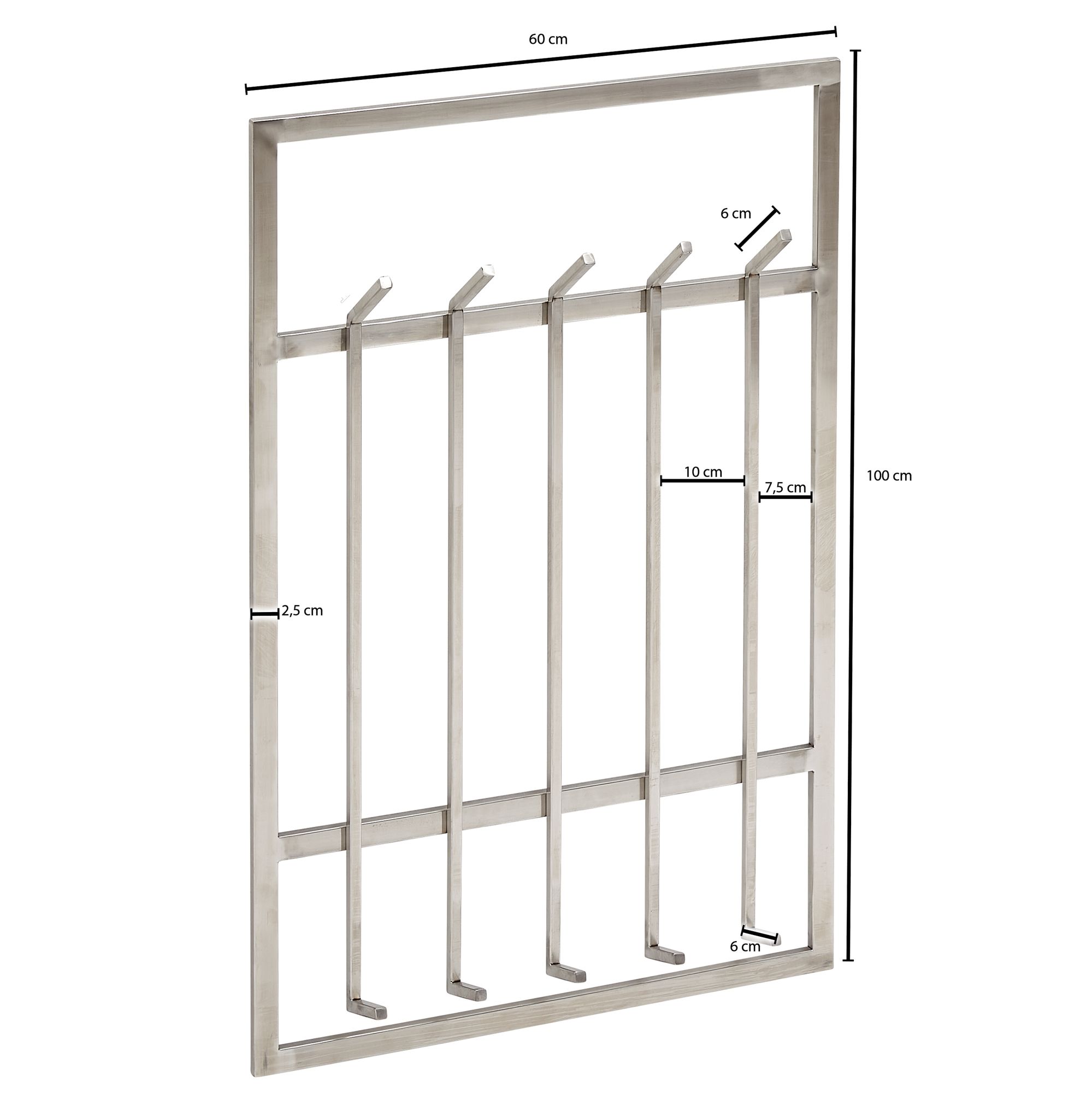 Wandgarderobe Fagridalur Metall Silber 60 × 7,5 × 100 cm