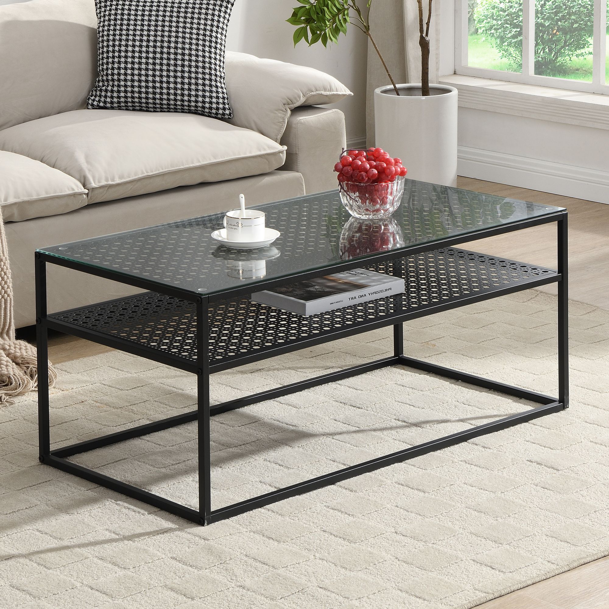 Couchtisch Jondal Glas Schwarz 100 × 50 × 45 cm