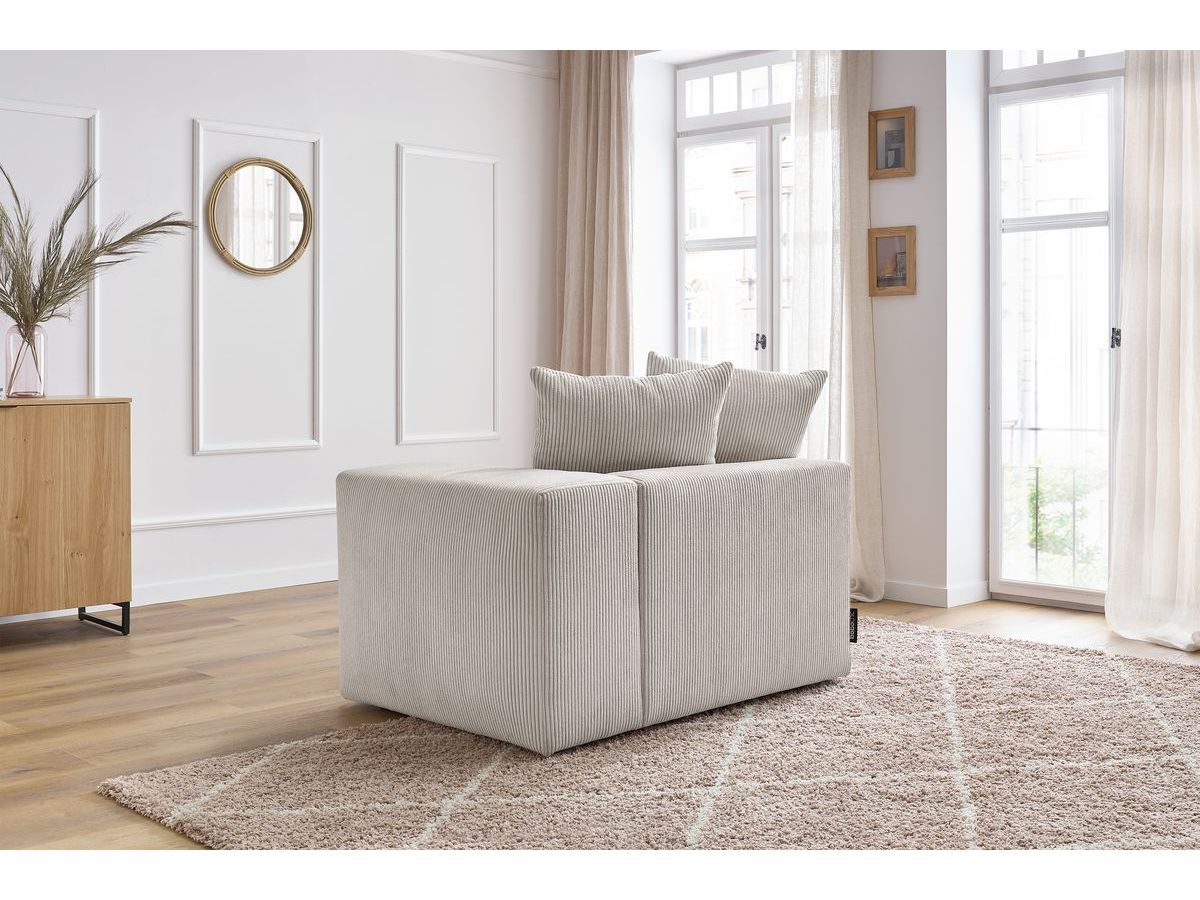 Bobochic Voltaire Sofamodul 1-Sitzer 130 × 100 cm Cordsamt Beige Ecke rechts