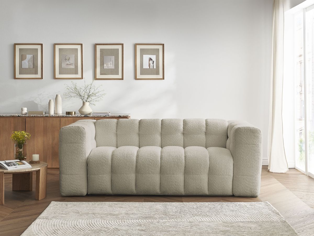 Bobochic Cloud Schlafsofa 3-Sitzer Bouclé-Stoff Beige