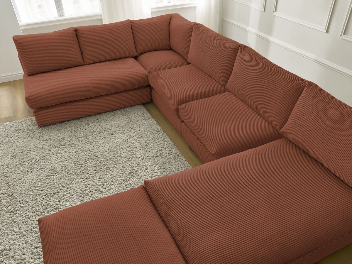 Bobochic Paris Ecksofa mit Pouf 369 × 167 cm Cordsamt Orange