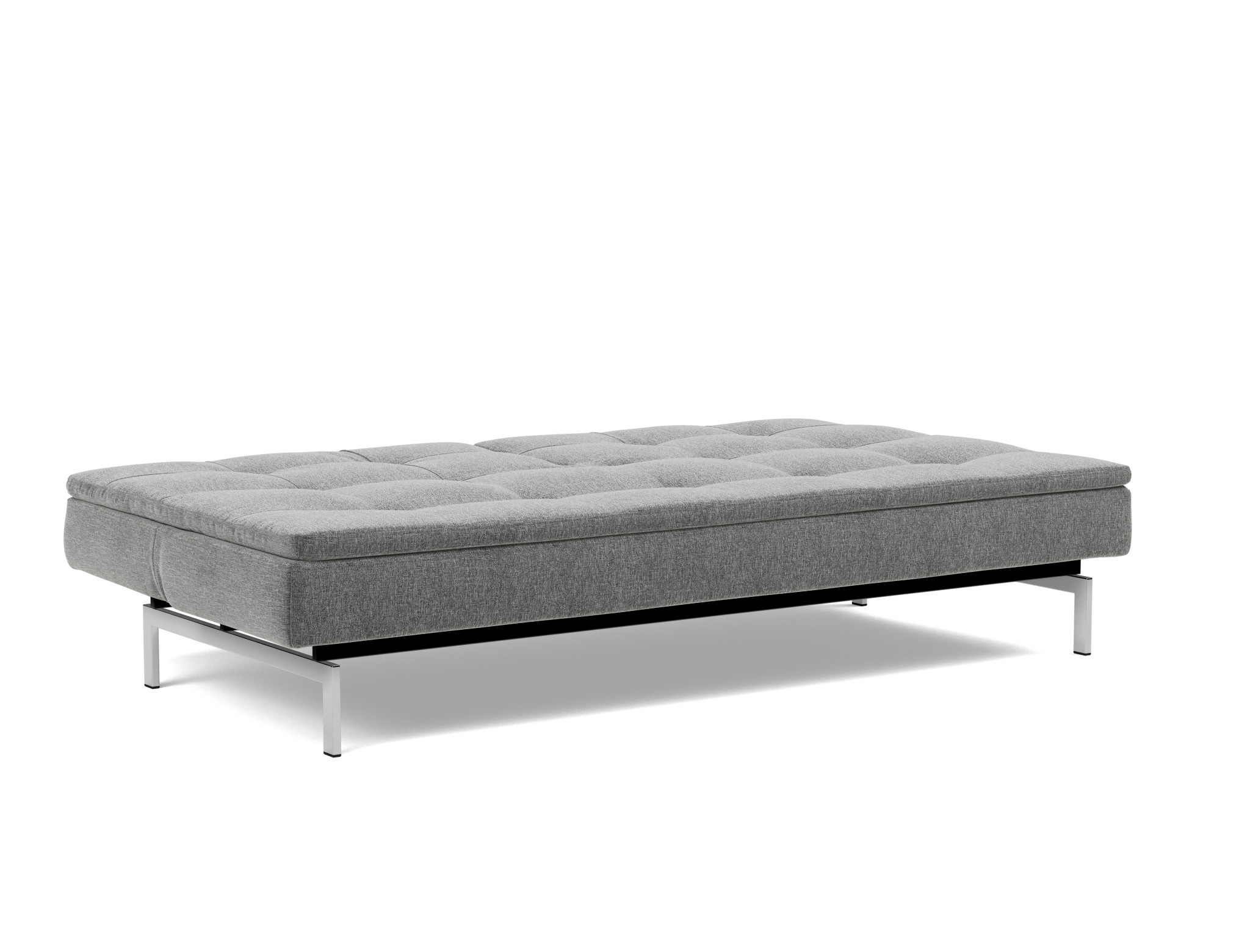 Schlafsofa Dublexo Strukturierter Stoff Twist 563-Charcoal Beine Chrom