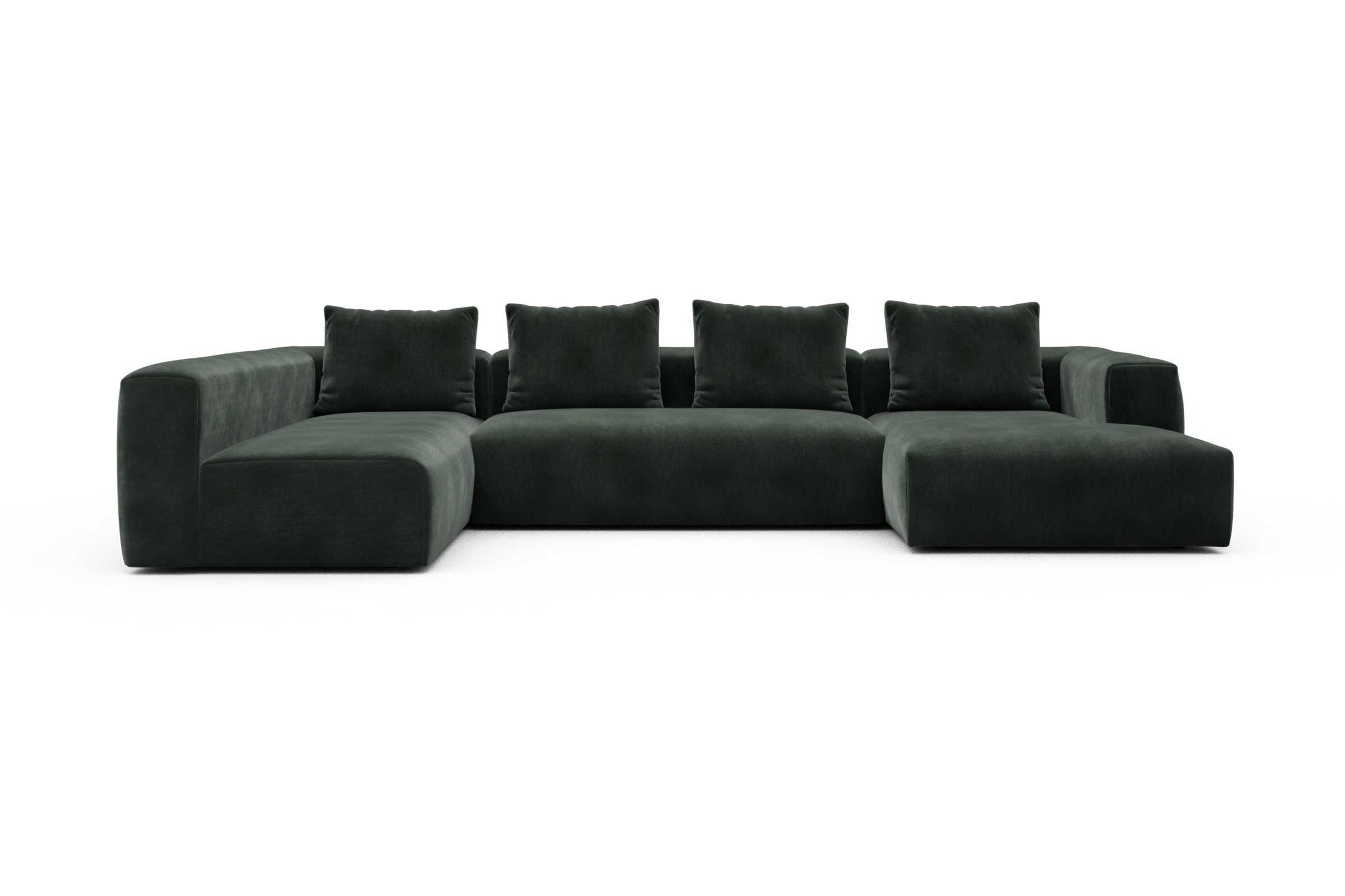 Skandi Home Wohnlandschaft Fred Chaiselongue rechts mit 2-Sitzer und lange Armlehne links Smooth-Laurel-Green moebelfaktor