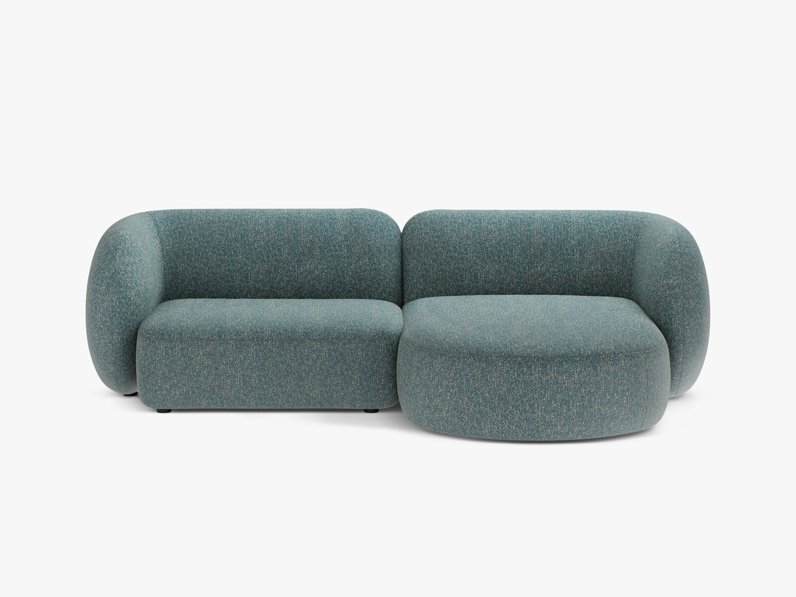 Micadoni Ecksofa Kate 2-Sitzer Rechts Strukturierter Stoff Blau Melange