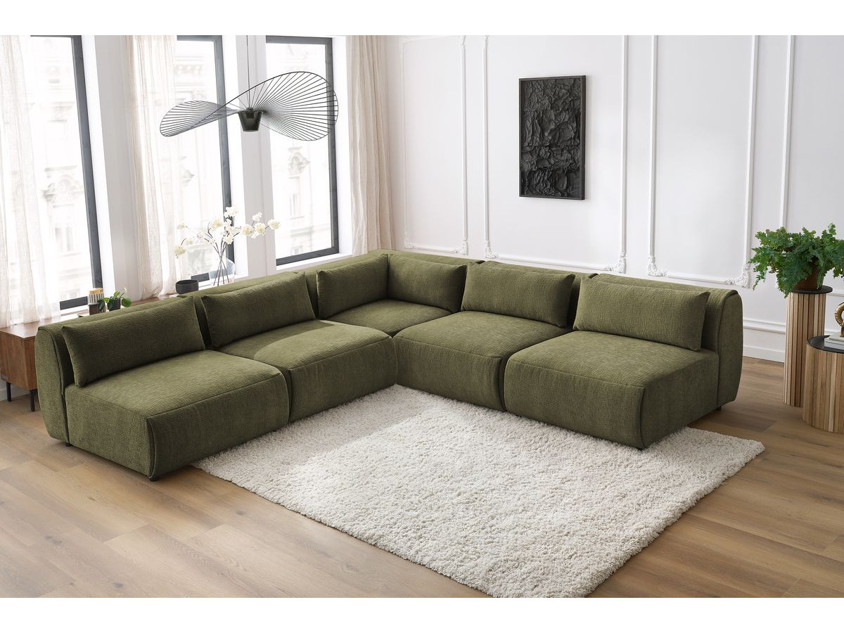 Bobochic Jeanne Ecksofa 299 × 299 cm Strukturstoff Grün