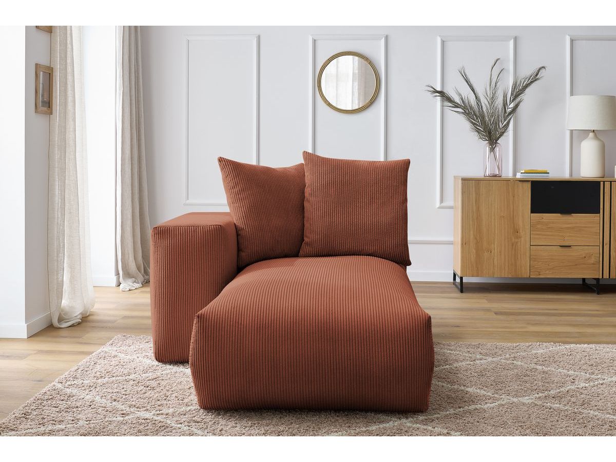 Bobochic Voltaire Méridienne-Modul Cordsamt Orange Ecke links