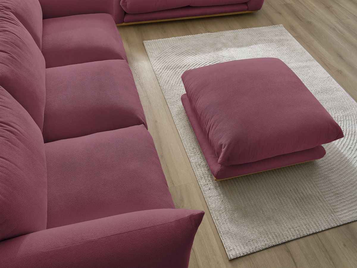 Bobochic Ernest Sofa 6-Sitzer mit Pouf Stoff Rot