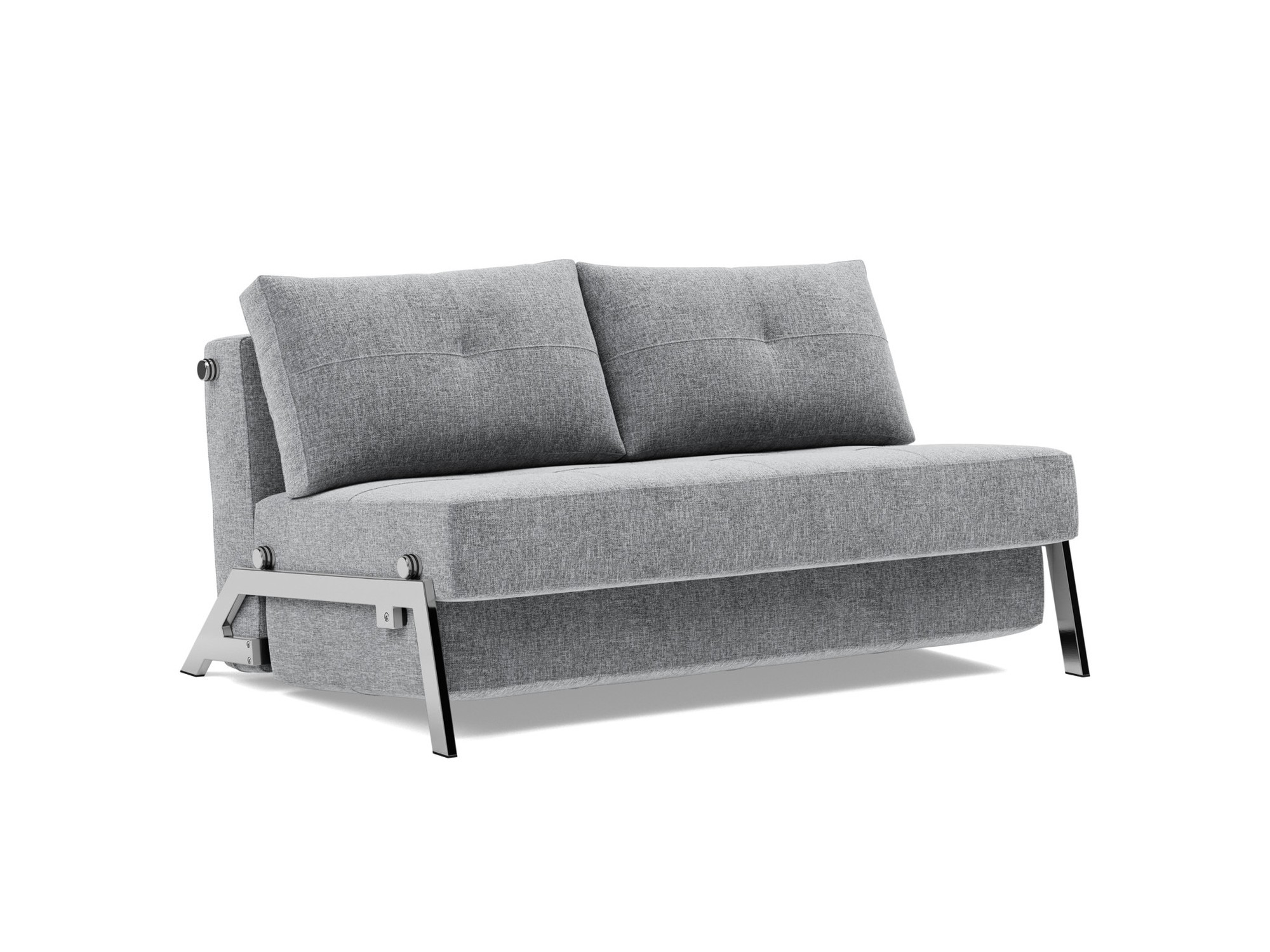 Schlafsofa Cubed 140 Strukturierter Stoff Twist 565-Granite Beine Chrom