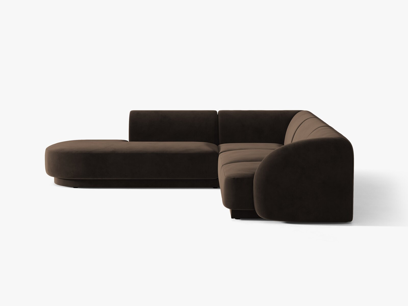 Micadoni Ecksofa Miley 6-Sitzer Samt Bluvel Dunkelbraun Links