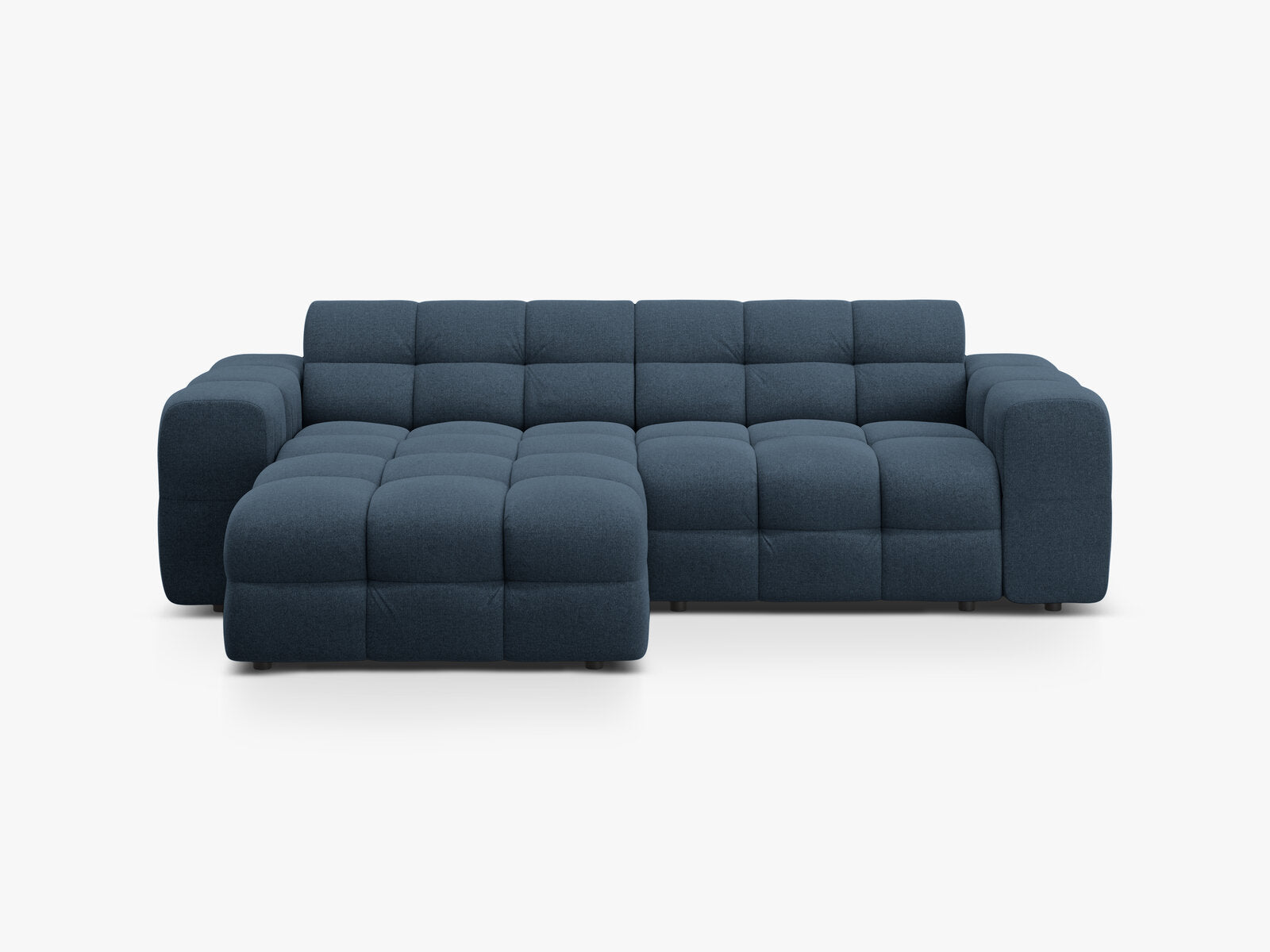 Micadoni Ecksofa Kendal 4-Sitzer Links Strukturierter Stoff Marineblau
