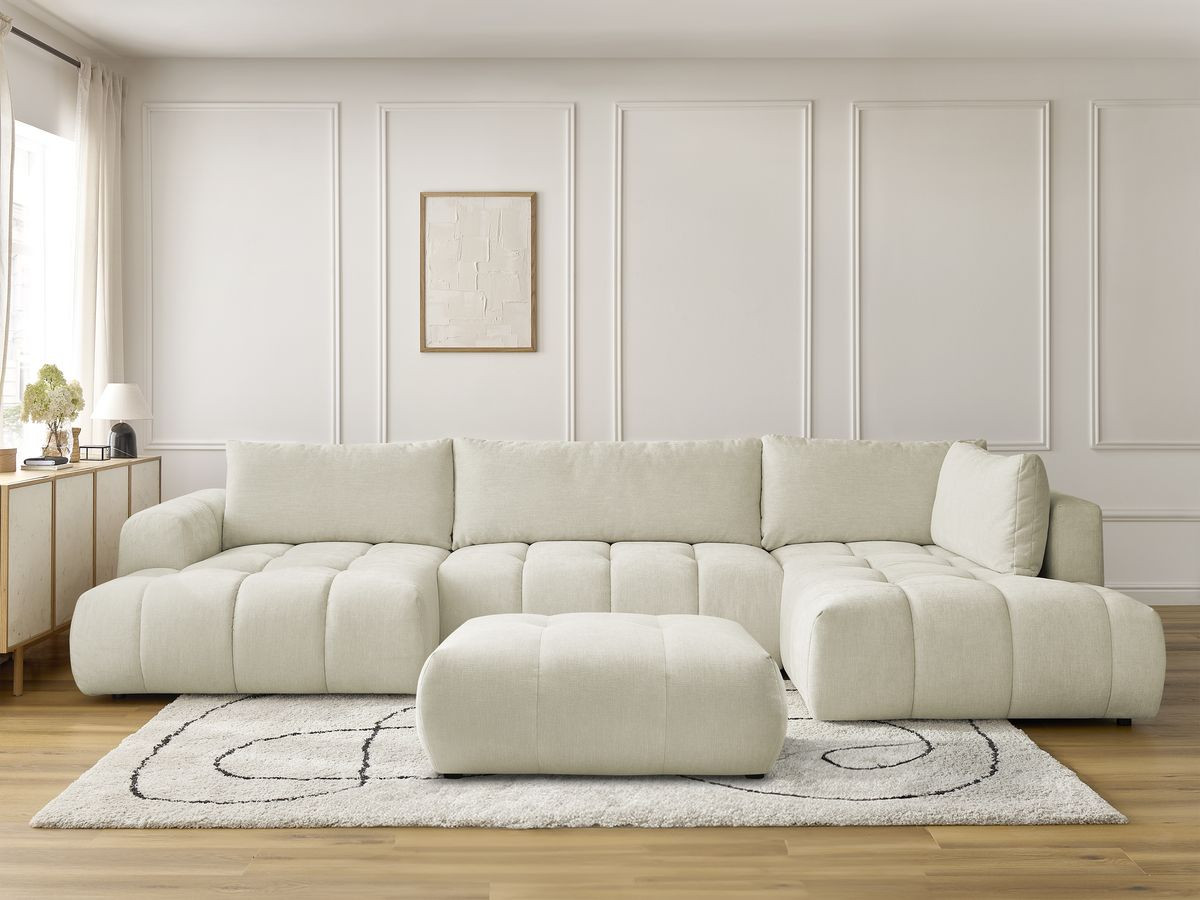 Bobochic Fuji Wohnlandschaft mit Pouf Stoff Beige Ecke links