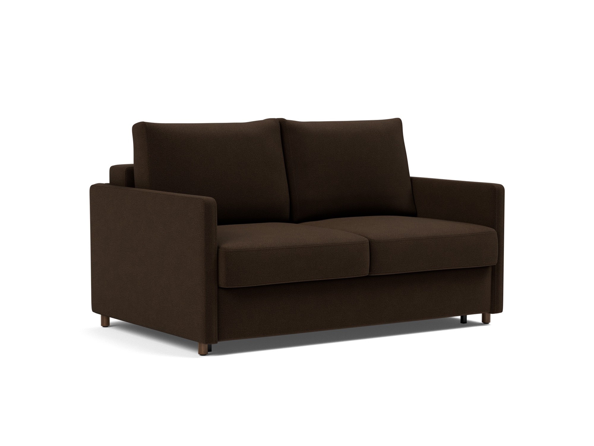 Schlafsofa Neah mit Slim-Armlehnen 140 Strukturierter Stoff Taura 358-Chocco