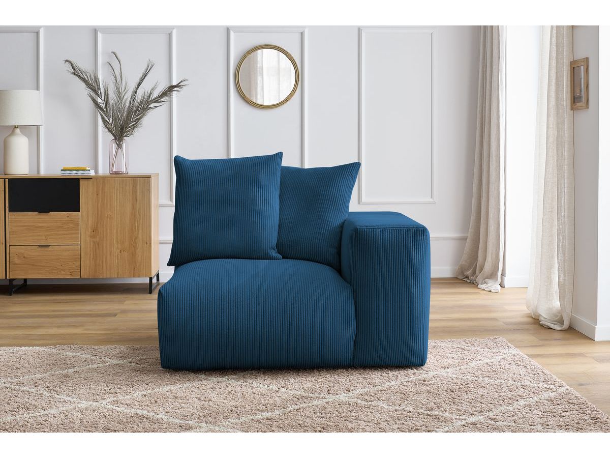 Bobochic Voltaire Sofamodul 1-Sitzer 130 × 100 cm Cordsamt Dunkelblau Ecke rechts