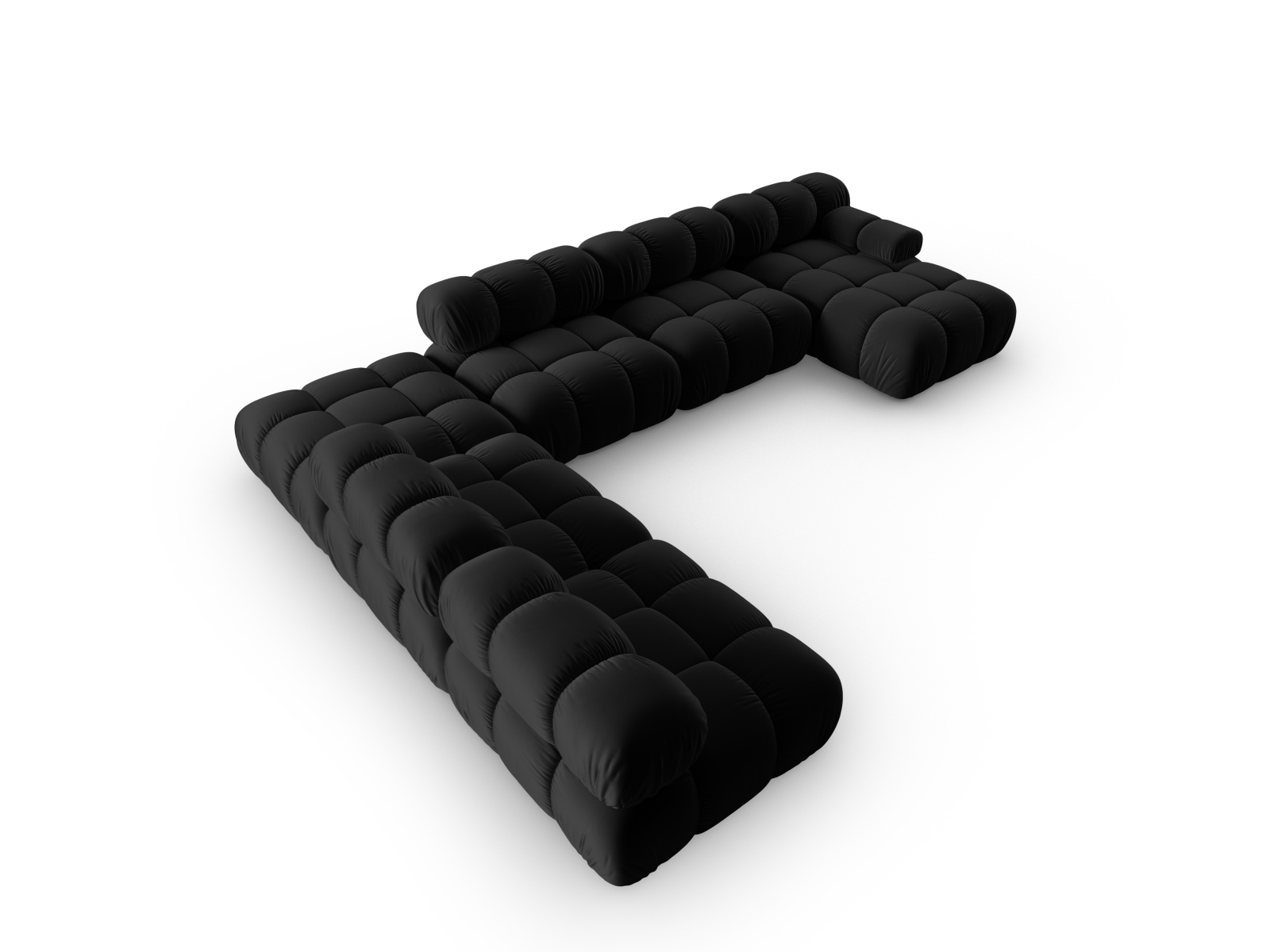 Micadoni Modulares Panorama Ecksofa Bellis 7-Sitzer Links Samt Bluvel Schwarz