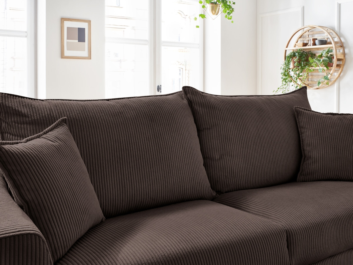 Bobochic Augustin Schlafsofa 3-Sitzer Cordsamt Braun, Liegefläche 140 × 200 cm