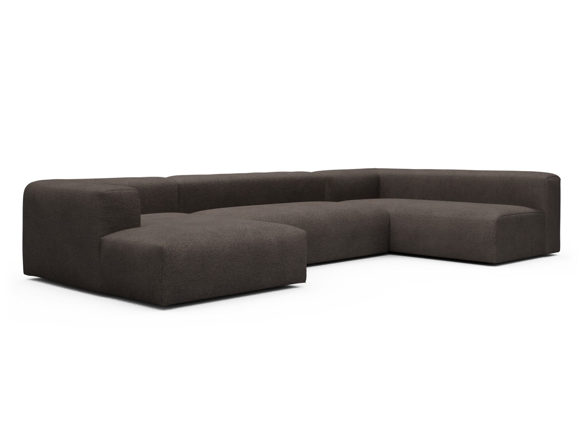 Skandi Home Wohnlandschaft Fred Chaiselongue links mit 2-Sitzer und lange Armlehne rechts Boucle-Taupe moebelfaktor