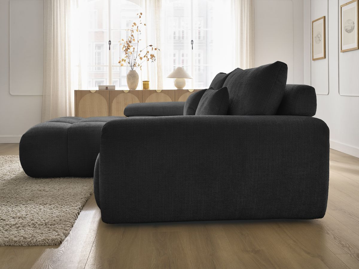 Bobochic Ivane Ecksofa Strukturstoff Schwarz Ecke links